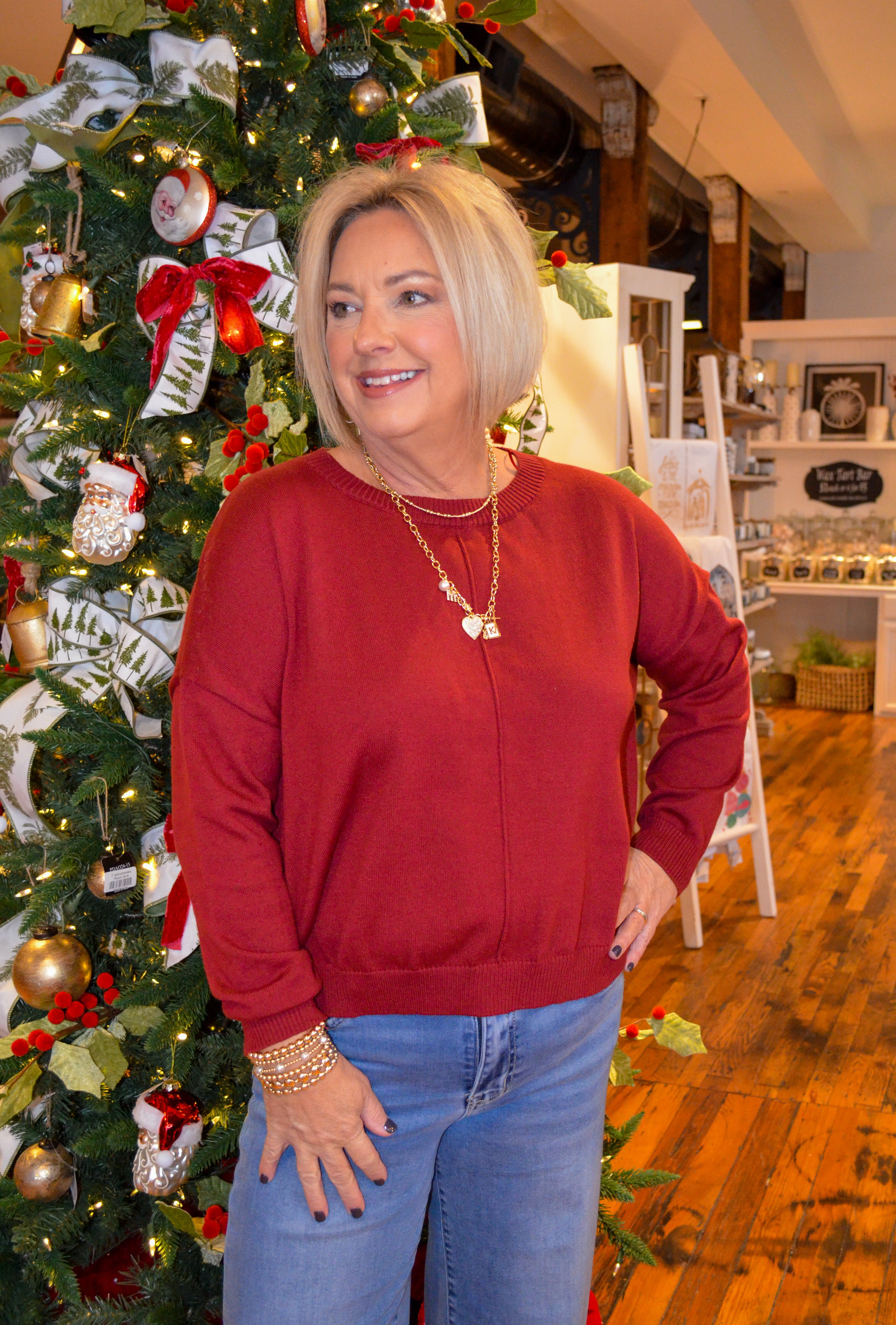 Latte Run Sweater in Burgandy