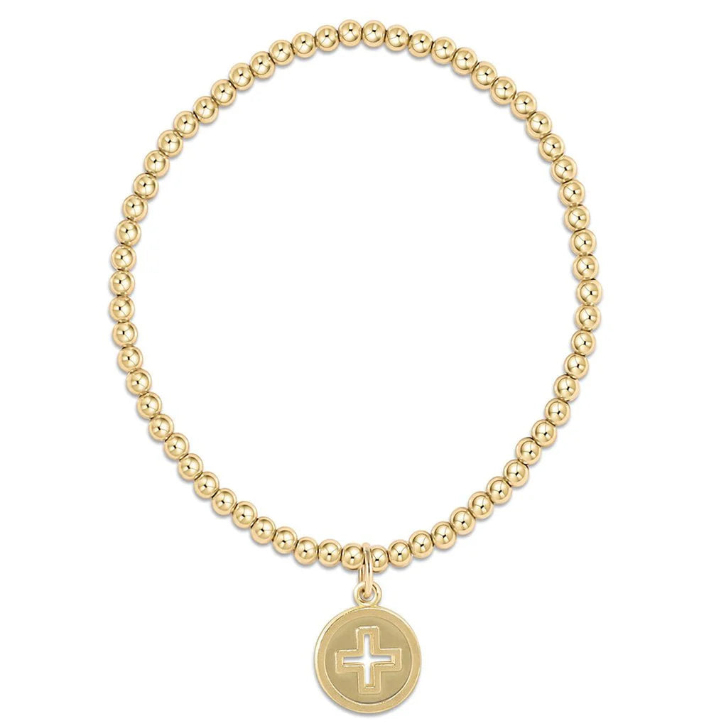 Classic Gold 3mm Bead Bracelet  Signature Cross