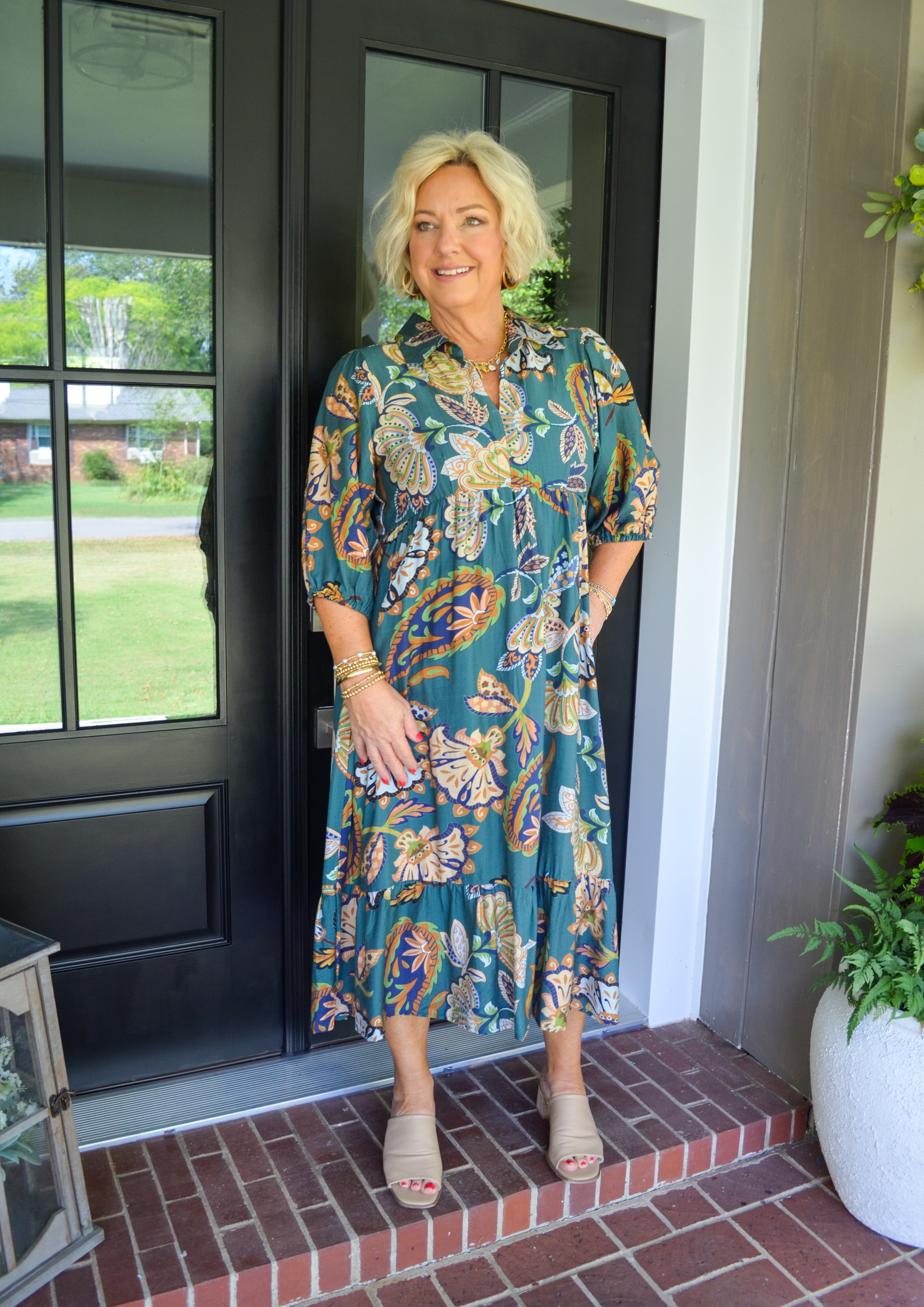 Teal Brunch Party Umgee Midi Dress