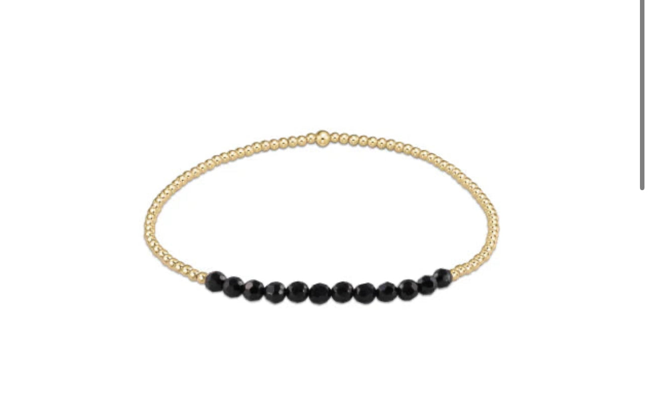 Gold Bliss 2mm Bed Bracelet Faceted Onyx