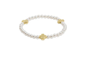 Signature Cross Pearl Pattern 4mm Bead Bracelet