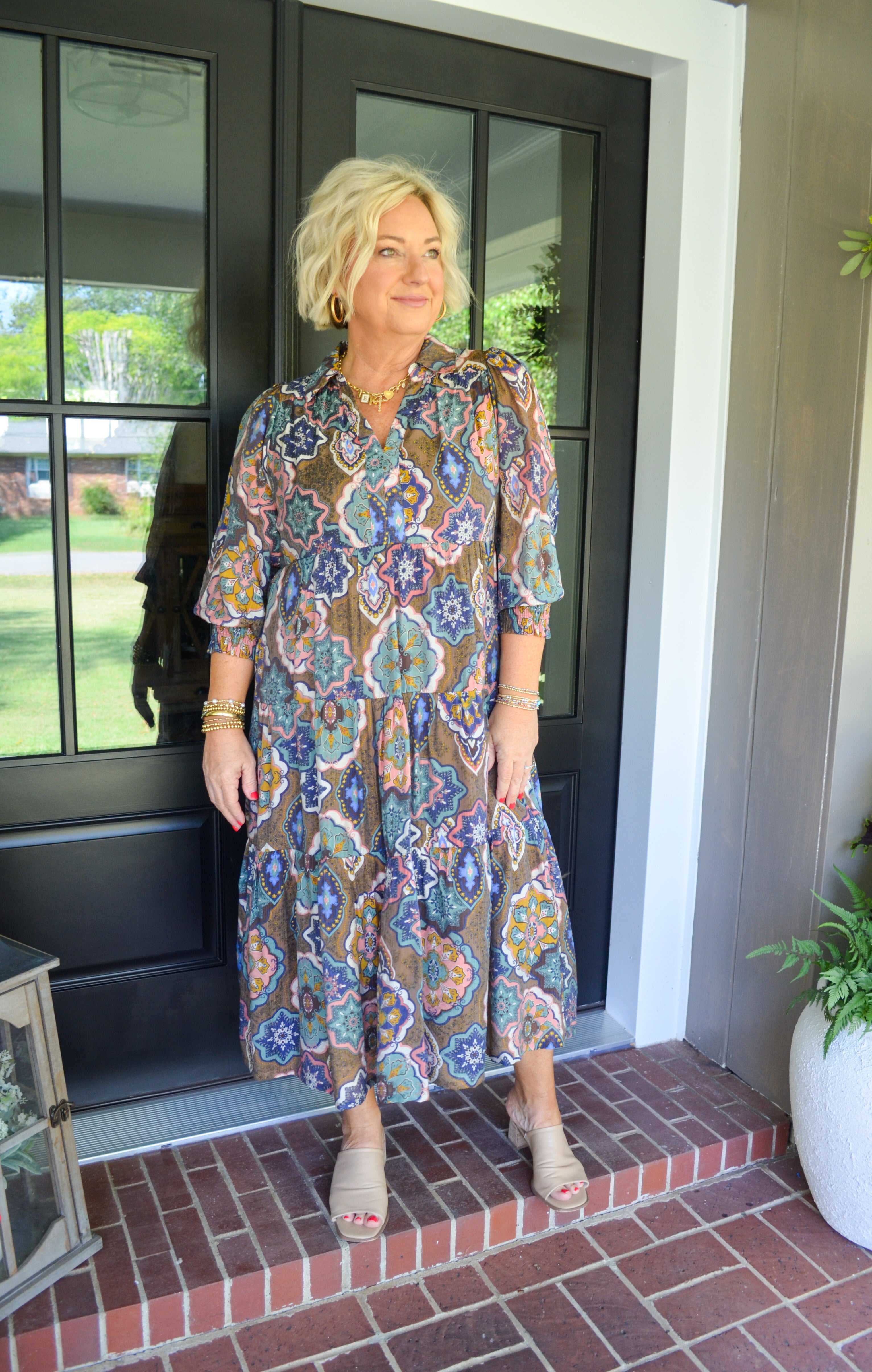 Brown Charming Encounters Umgee Midi Dress