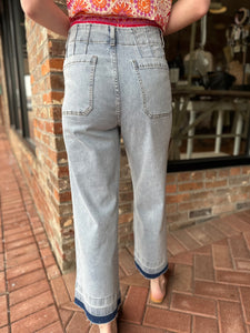 Mineral Washed Denim Cropped Pants