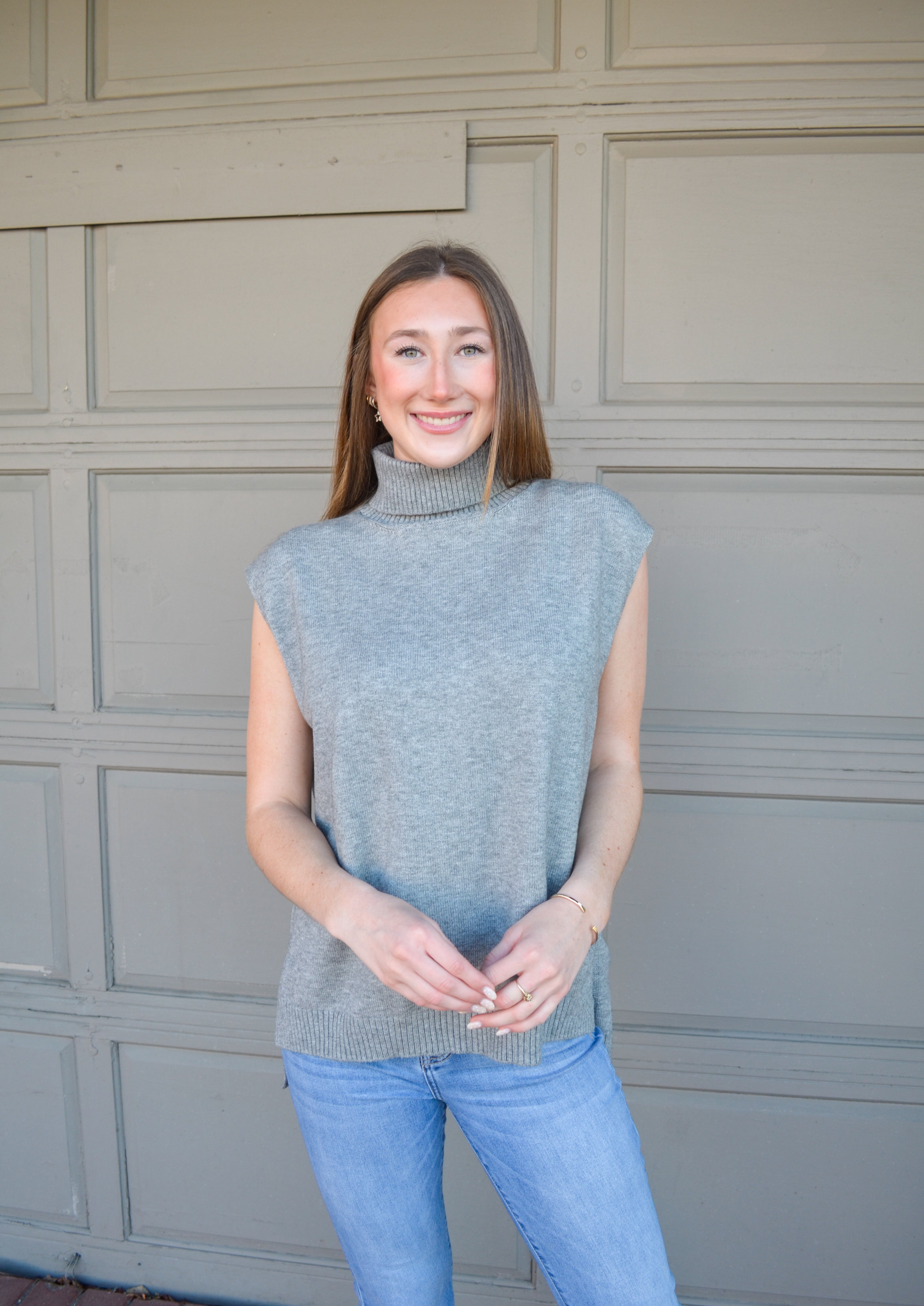 Gray Pointing Forward Umgee Sweater Vest