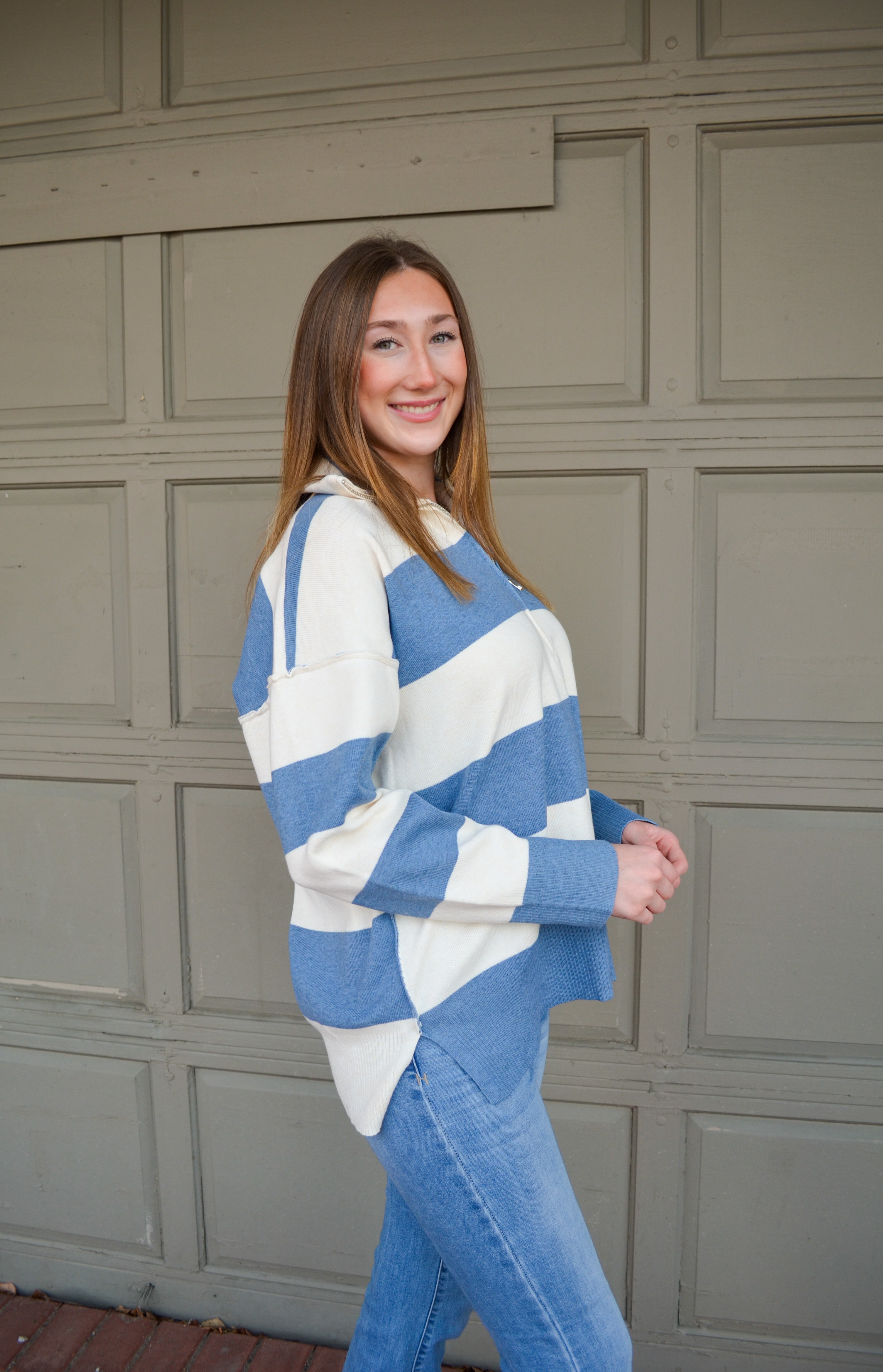 Blue You're A Dream Striped Sweater