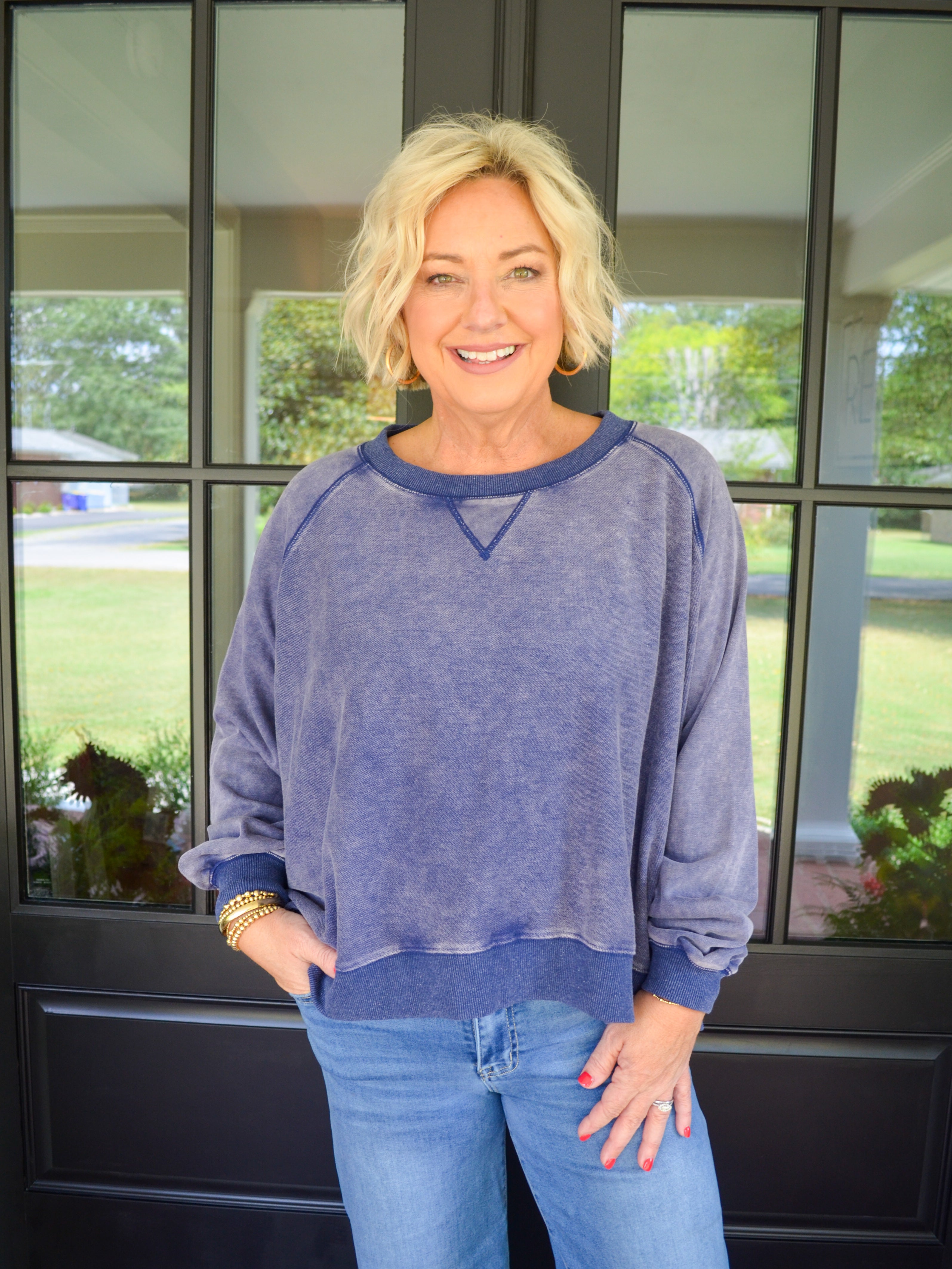 Effortless Vibes Umgee Sweatshirt in Navy