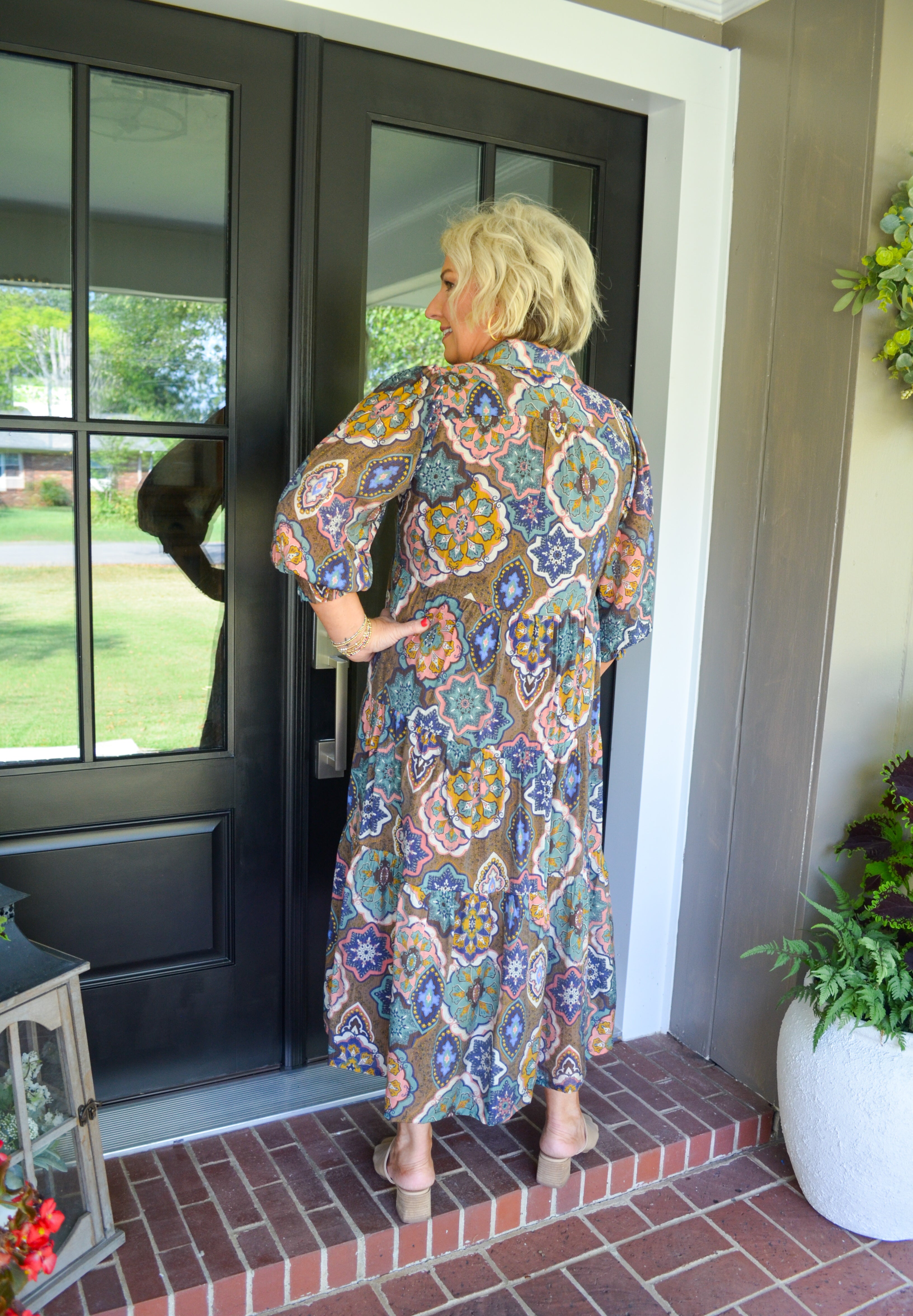 Brown Charming Encounters Umgee Midi Dress