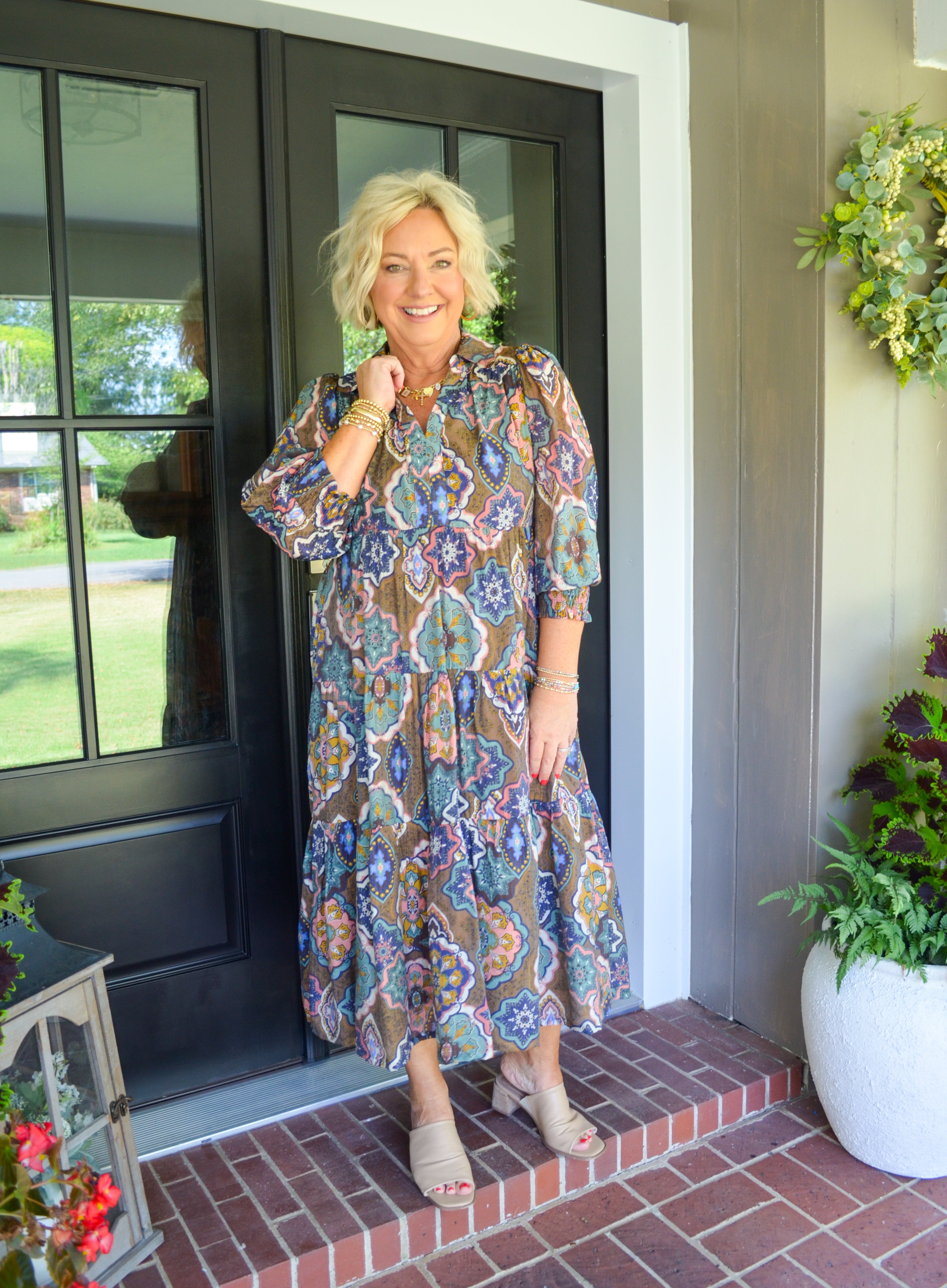 Brown Charming Encounters Umgee Midi Dress