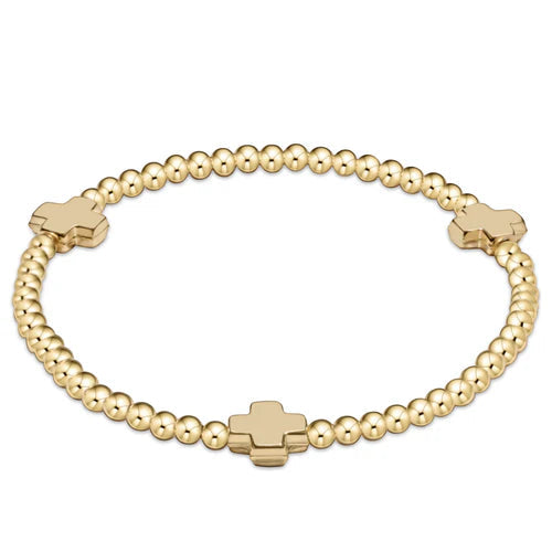 Egirl Signature Cross Gold Pattern 3mm Bead Bracelet - Gold