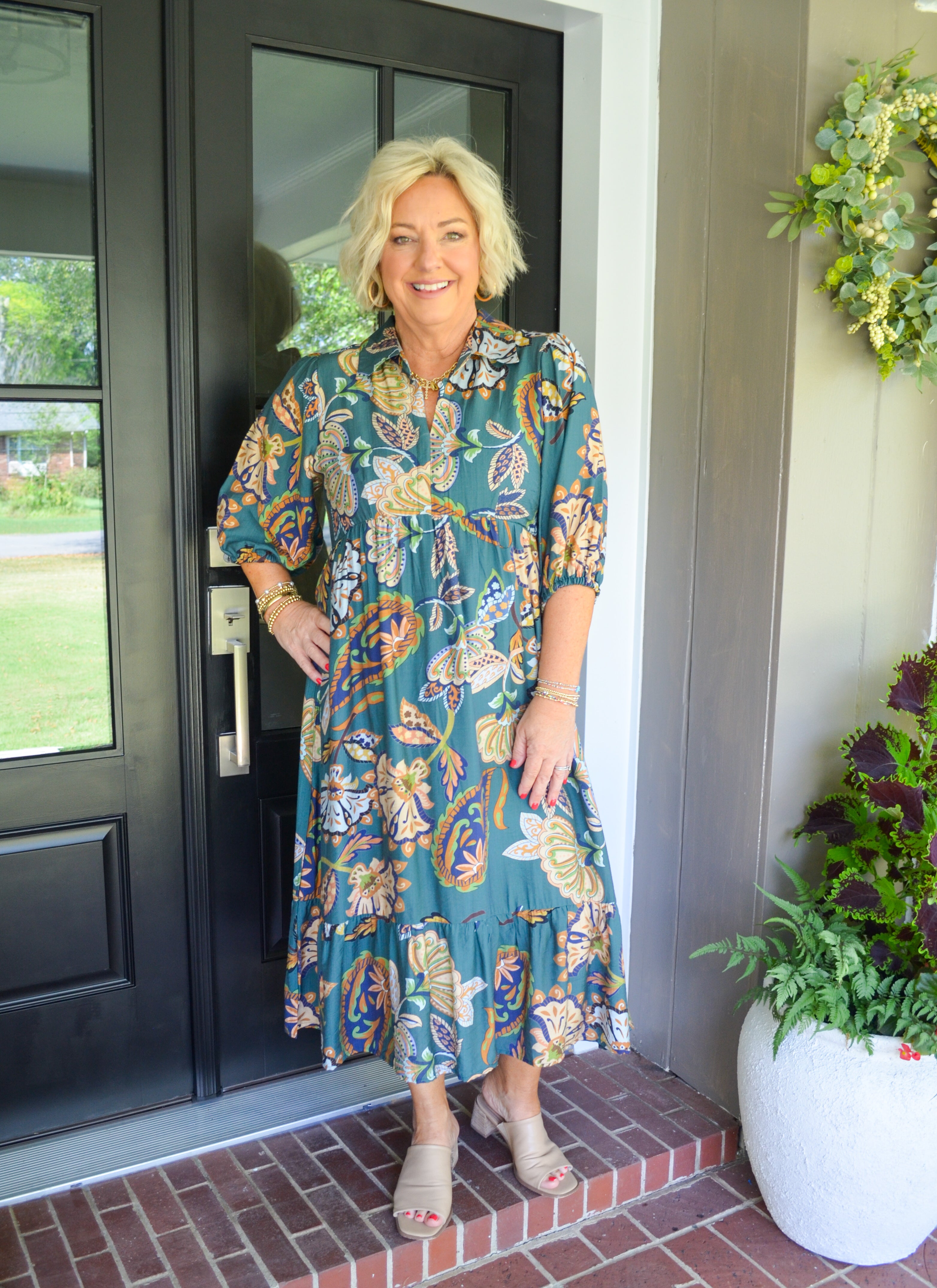 Teal Brunch Party Umgee Midi Dress