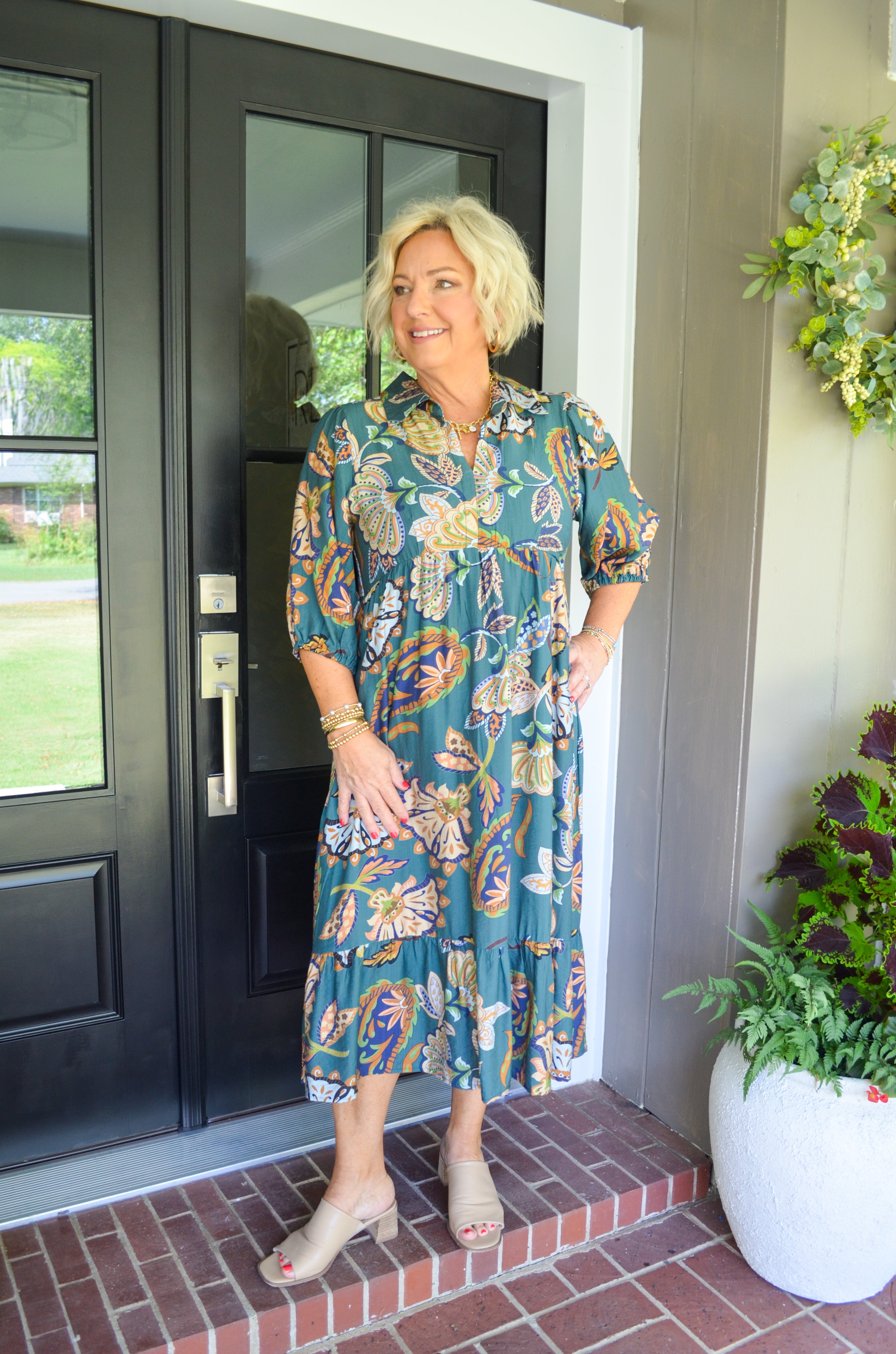 Teal Brunch Party Umgee Midi Dress