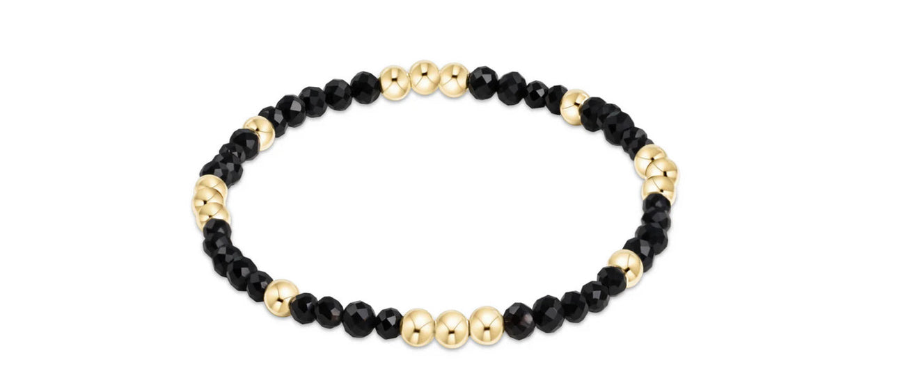 Worthy Pattern 3mm Bead Bracelet Faceted Onyx