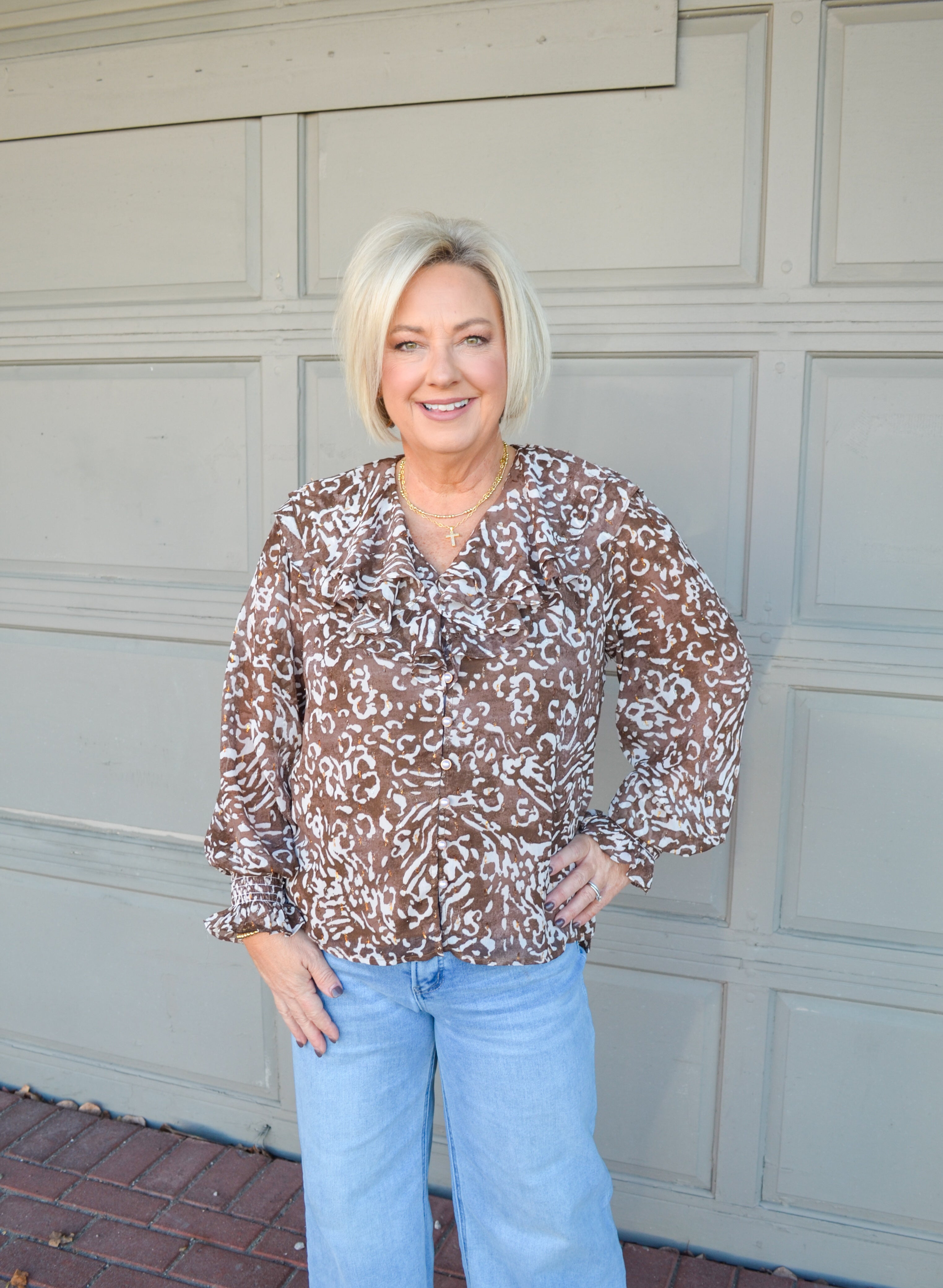 Best Season Animal Print Long Sleeve Blouse