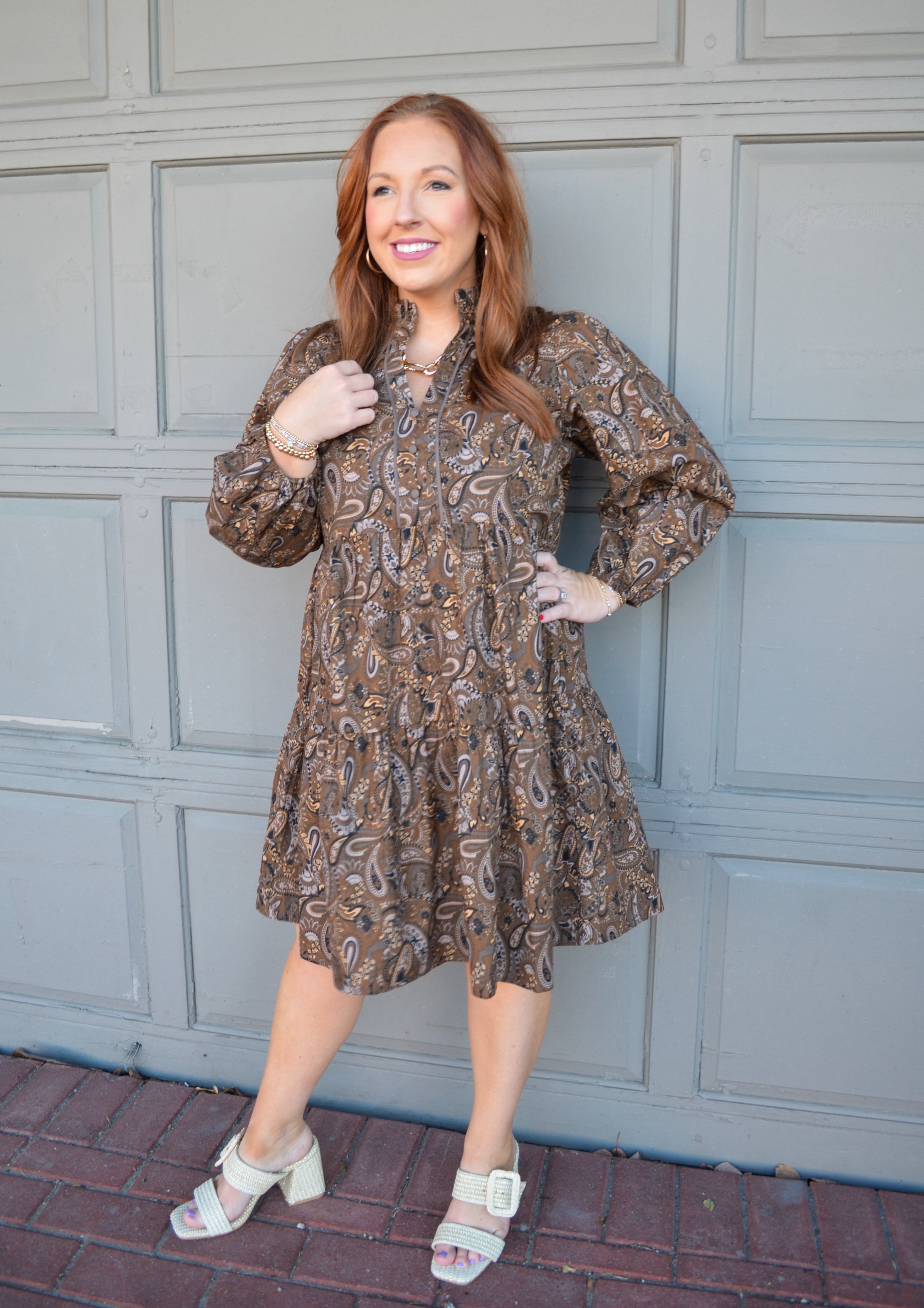 Brown Pretty on Paisley Dress