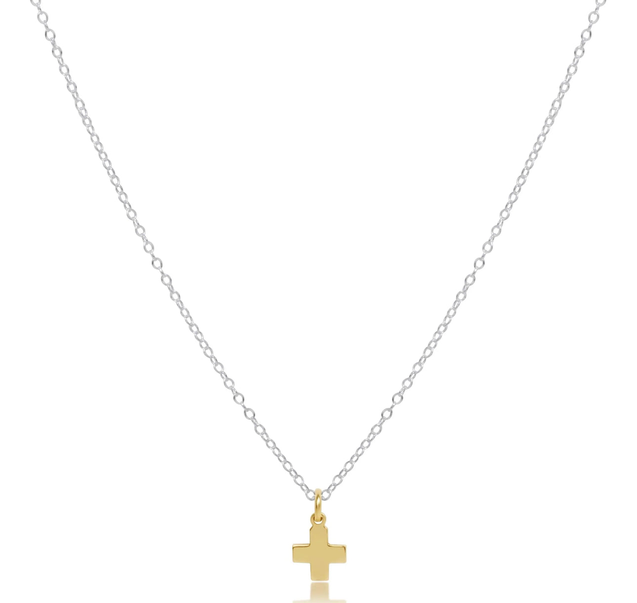 16" Necklace Sterling Mixed Metal - Signature Cross Gold Charm