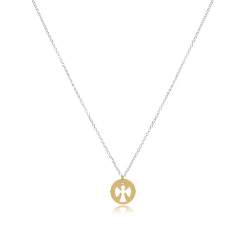 16” Necklace Sterling Mixed Metal-Guardian Angel Gold Disc