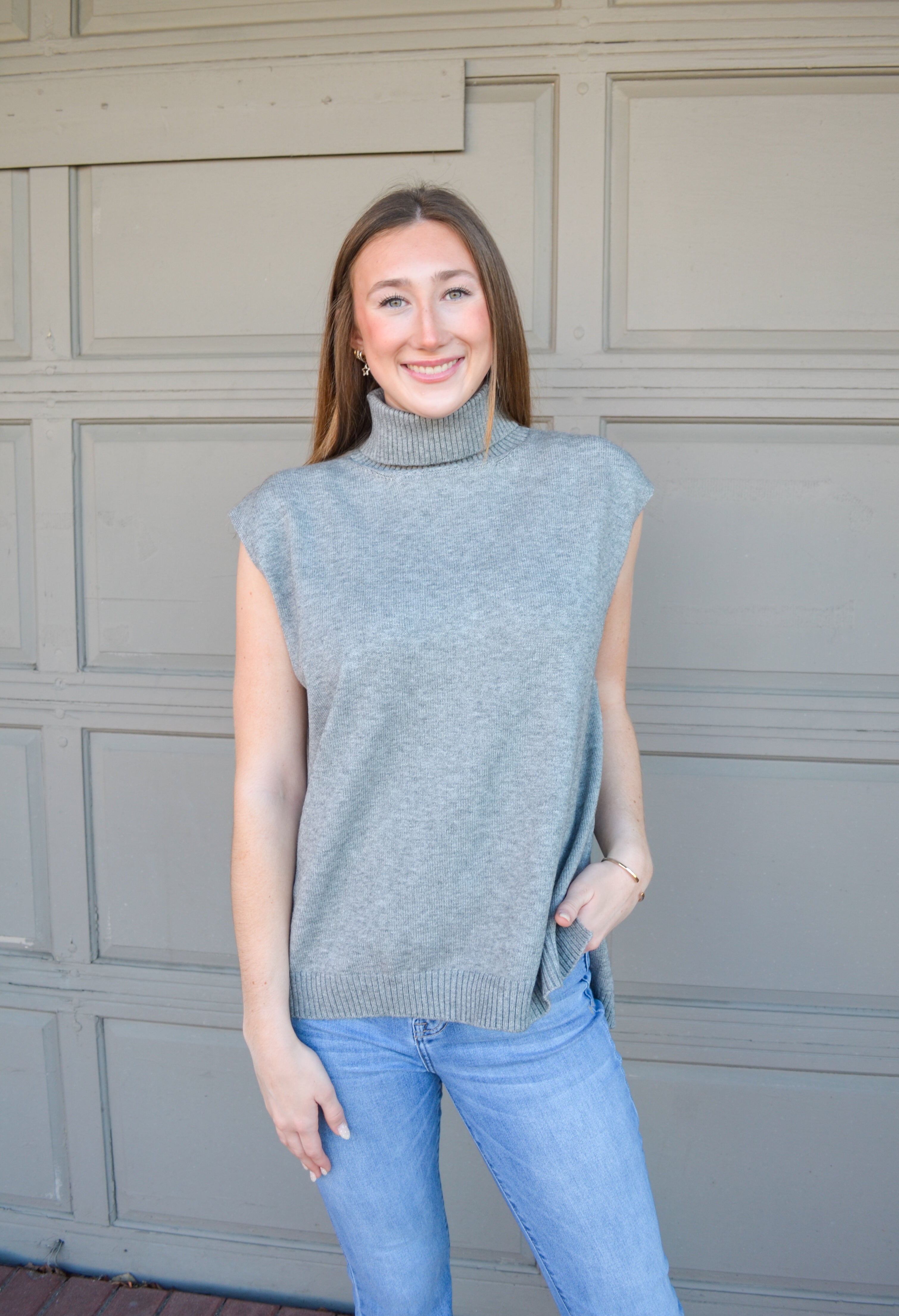Gray Pointing Forward Umgee Sweater Vest