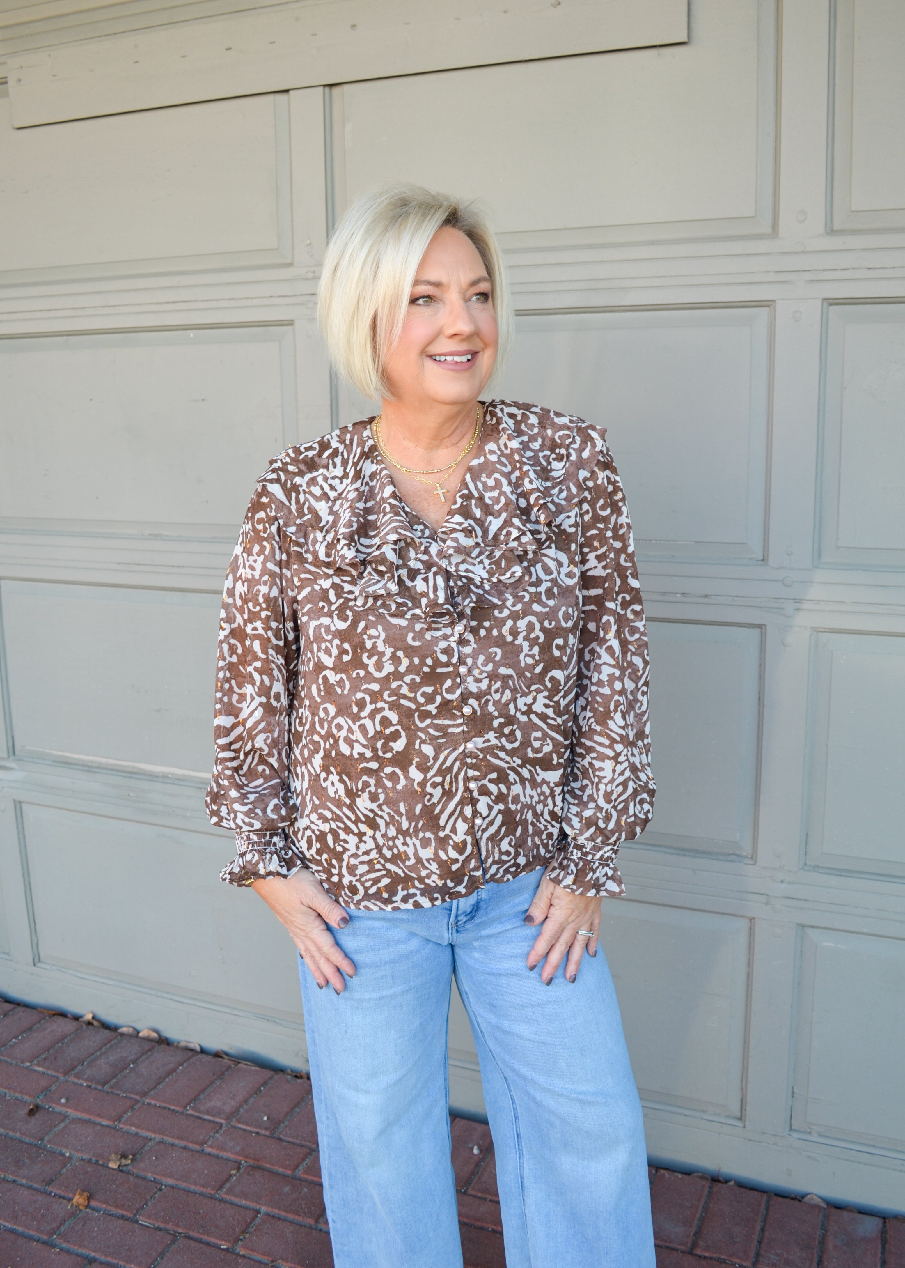 Best Season Animal Print Long Sleeve Blouse