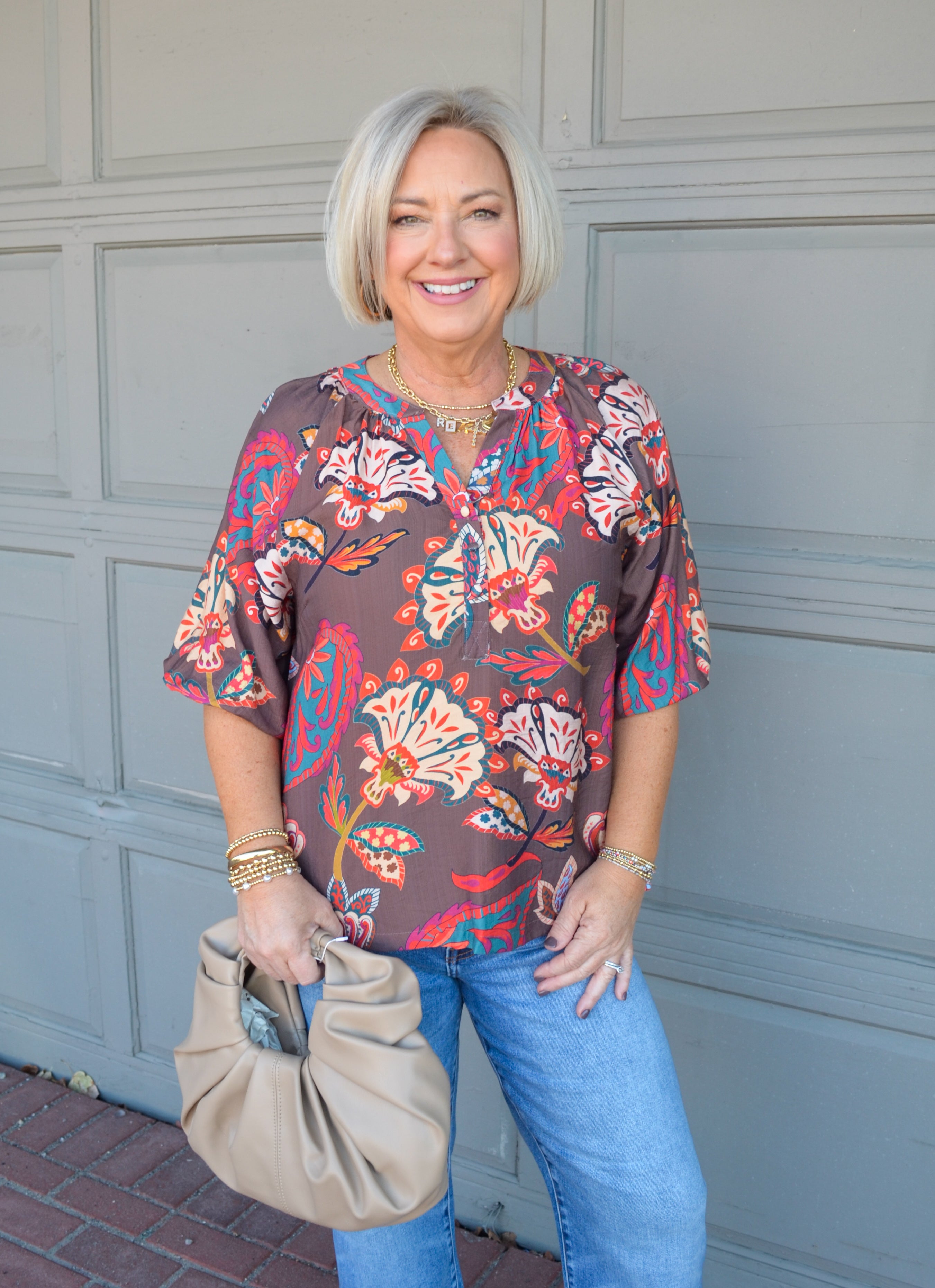 Graceful Smile Umgee Top in Brown
