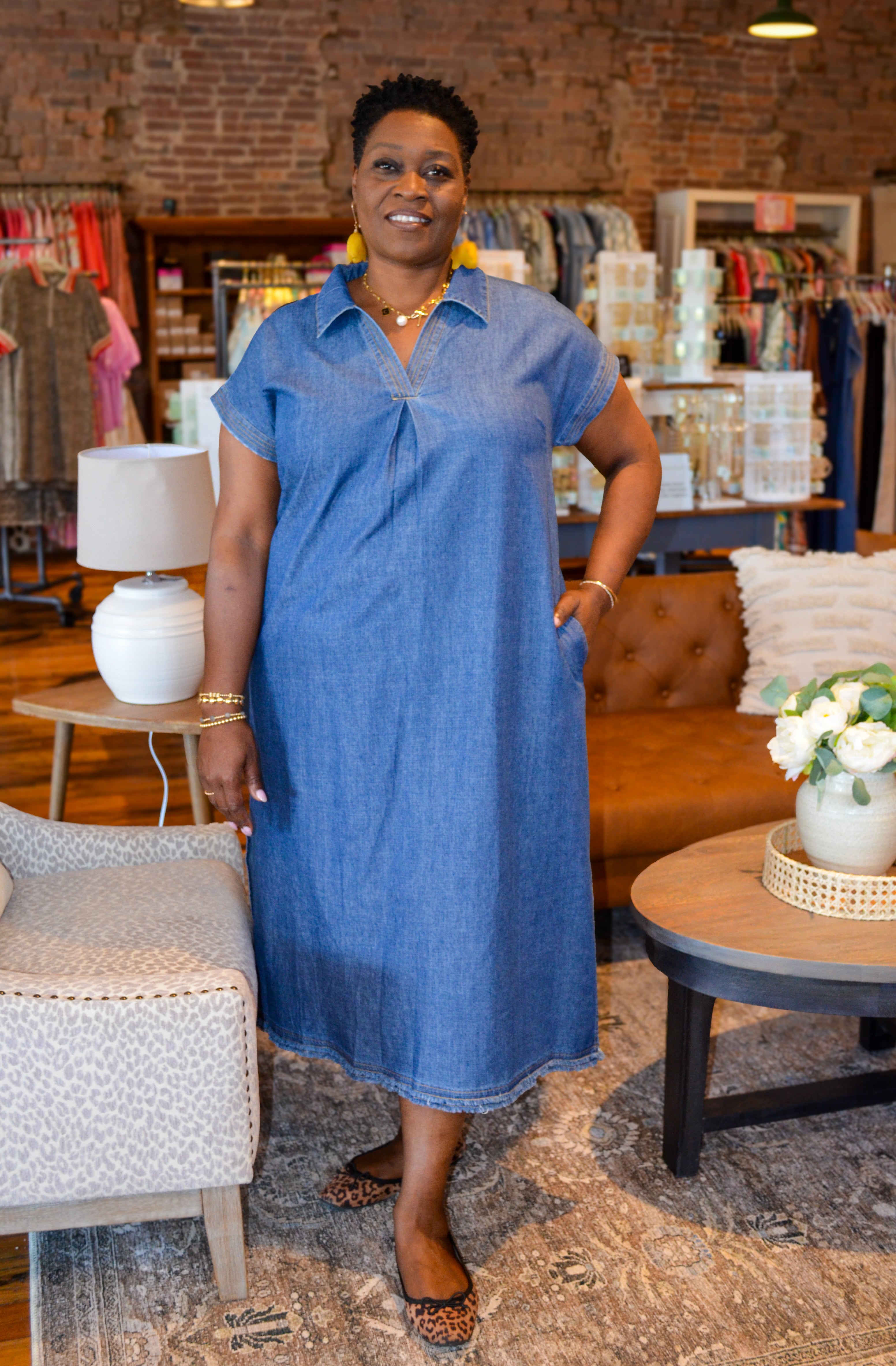 Curvy Denim Midi Dress