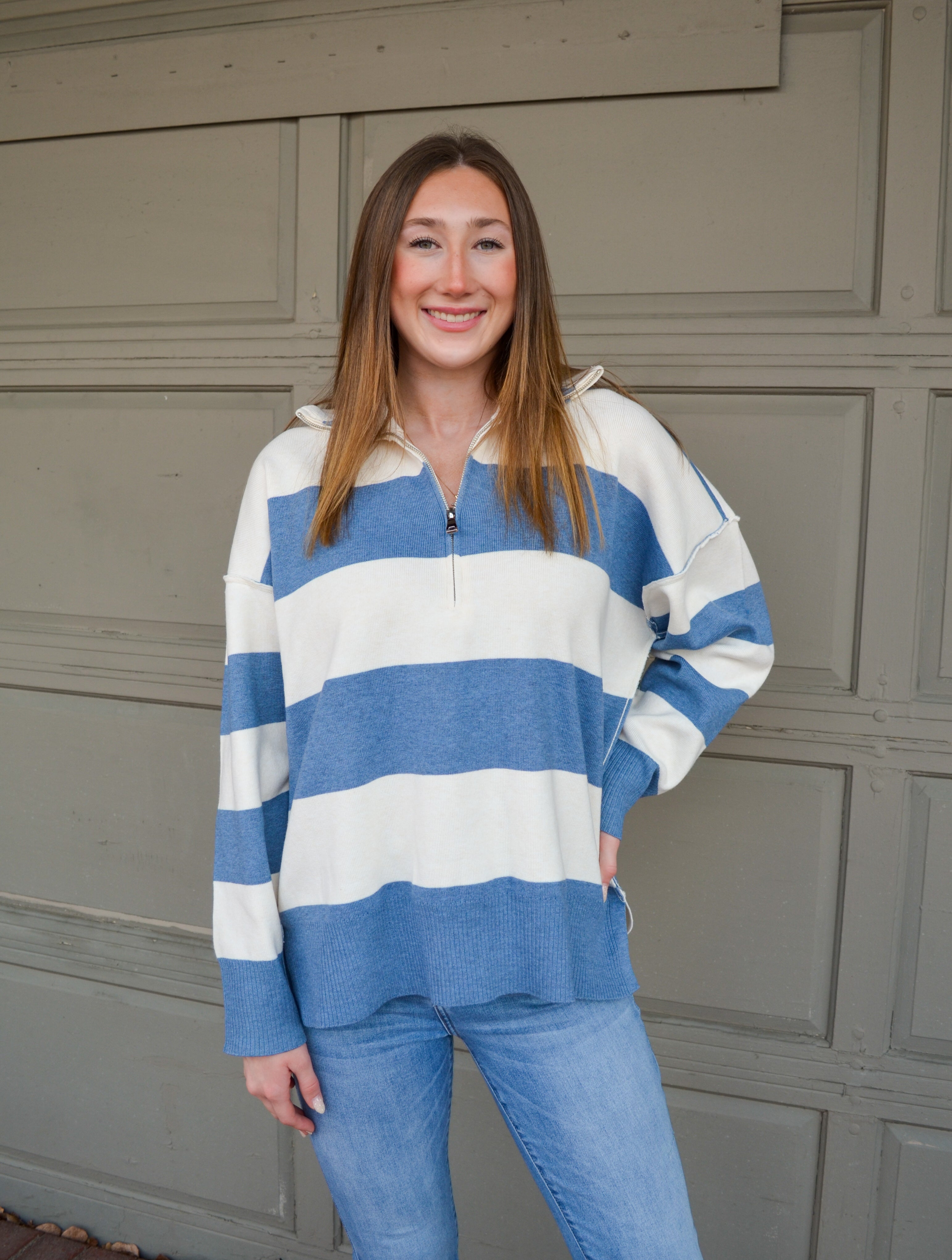 Blue You're A Dream Striped Sweater