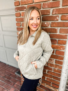 Quilted Mineral Wash Half Zip Pullover