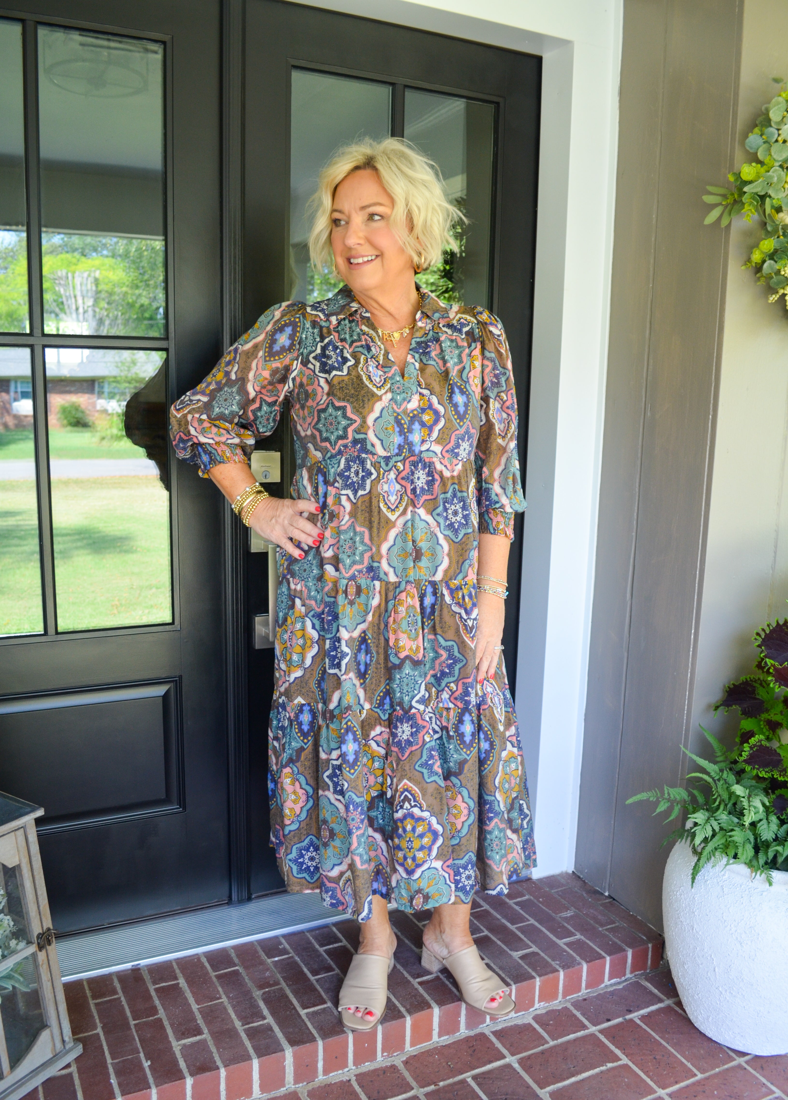 Brown Charming Encounters Umgee Midi Dress