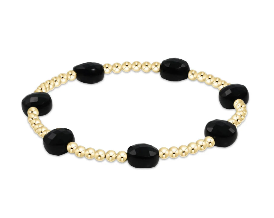 Admire Gold 3mm Bead Bracelet Faceted Onyx
