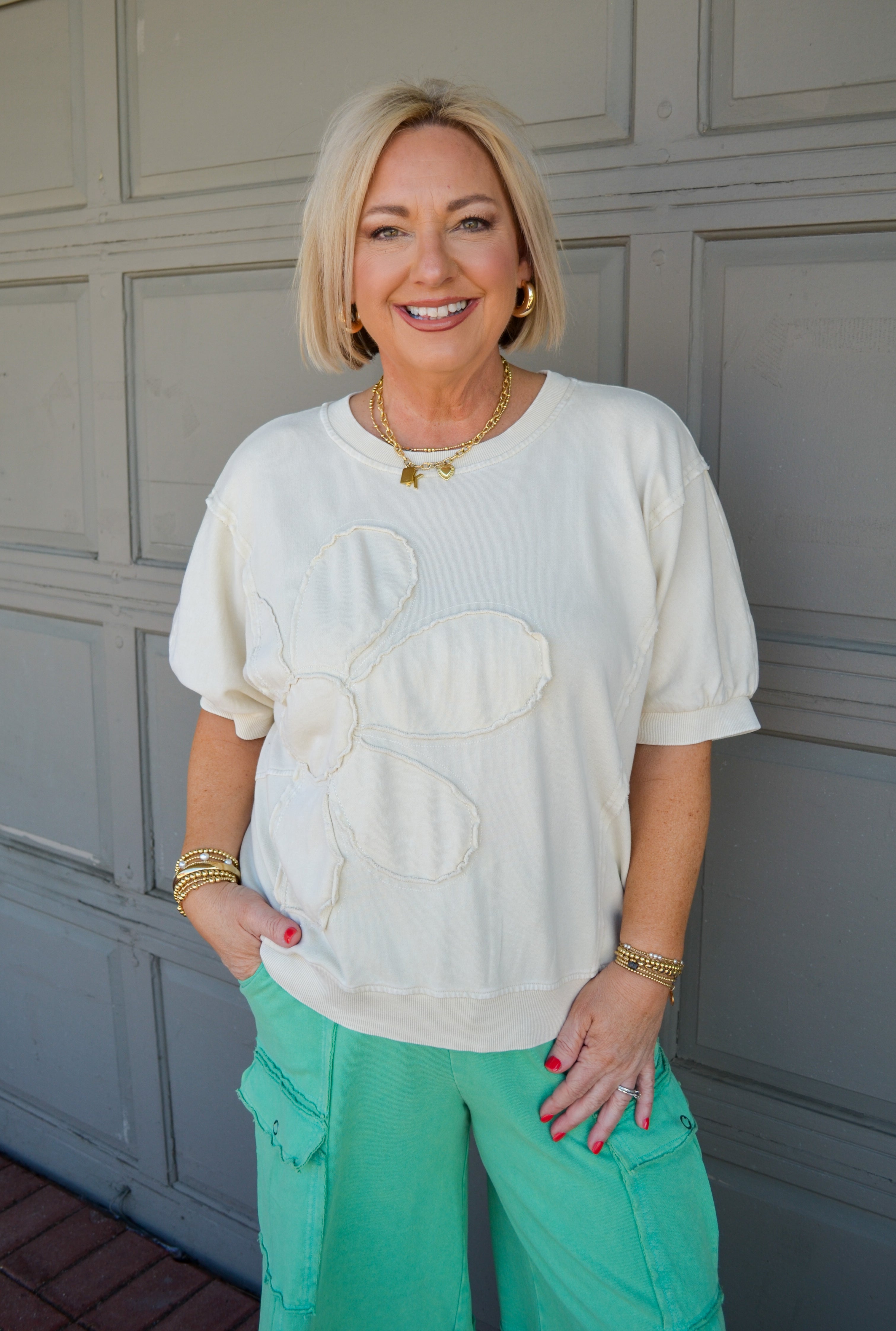 Flower Patch Cutie Top in Cream
