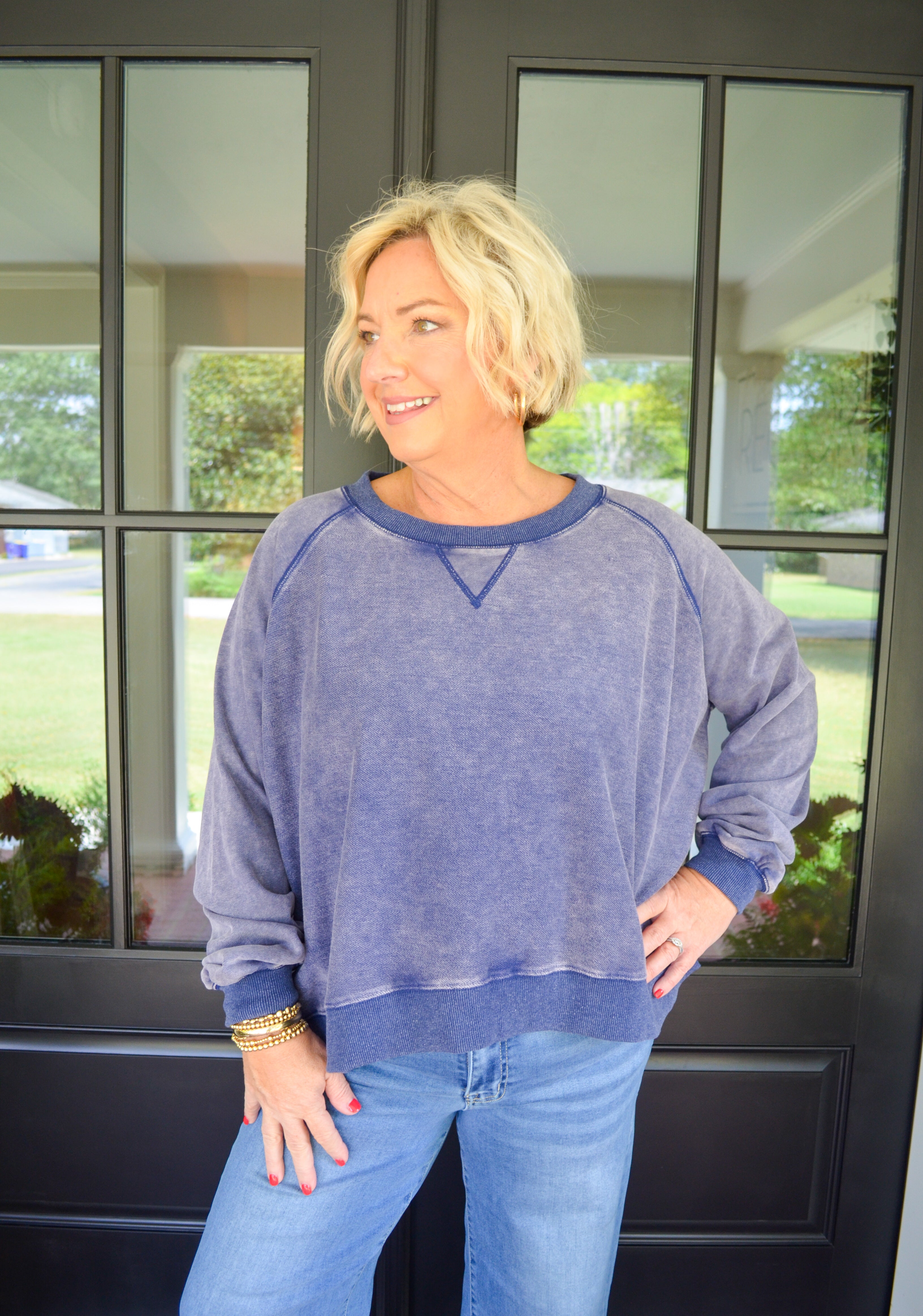 Effortless Vibes Umgee Sweatshirt in Navy