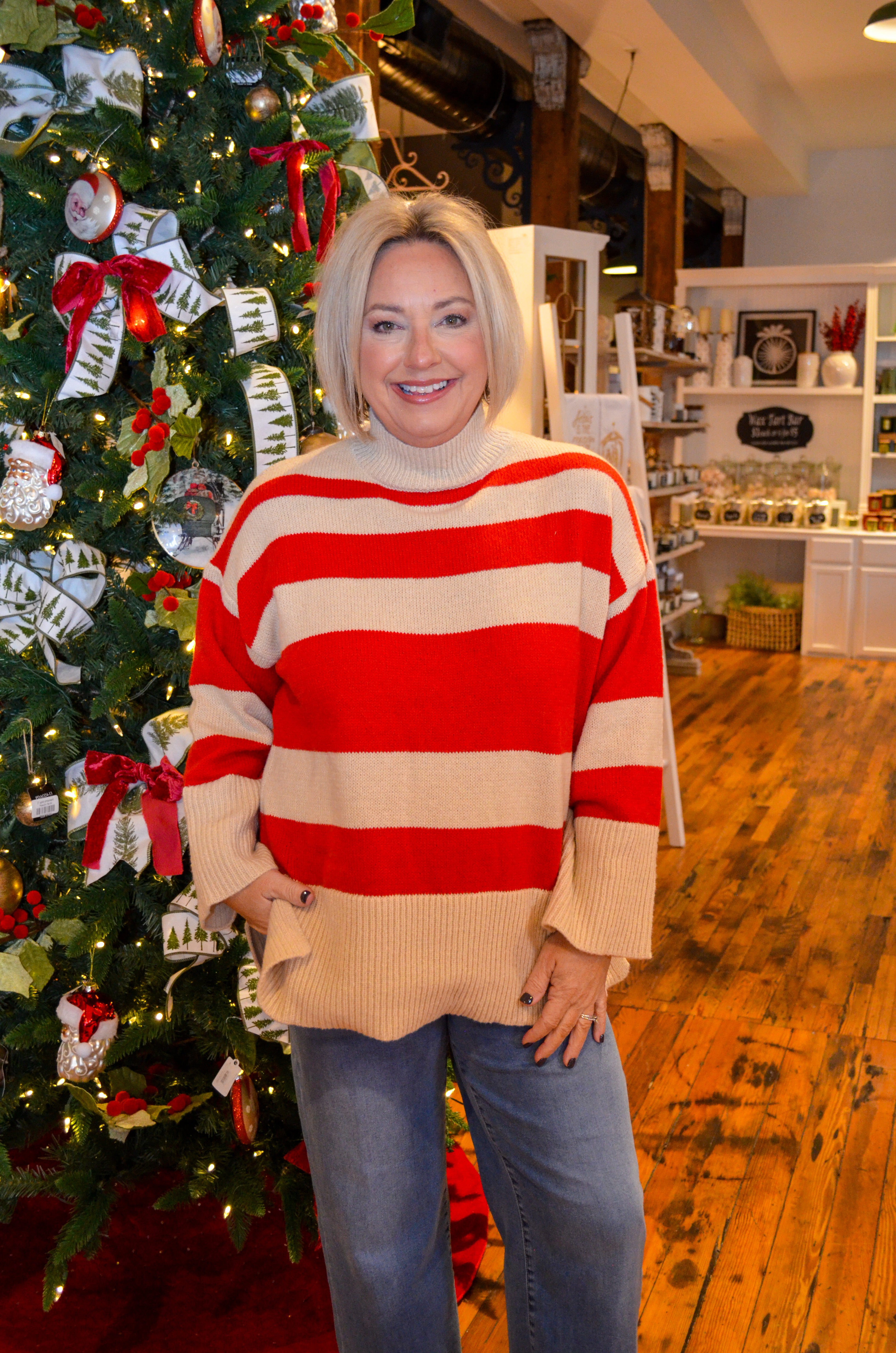 Red Costner Striped Sweater