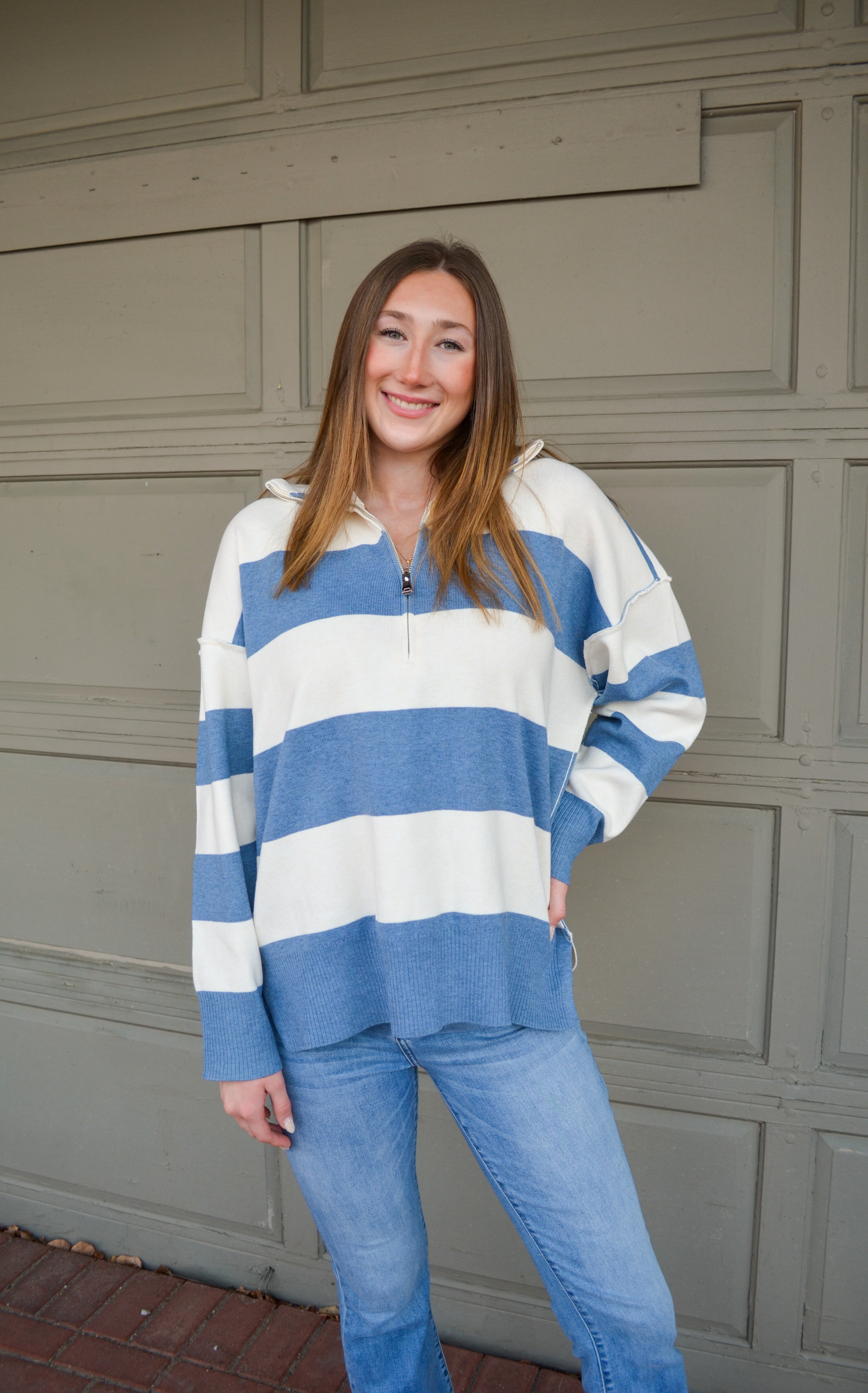 Blue You're A Dream Striped Sweater