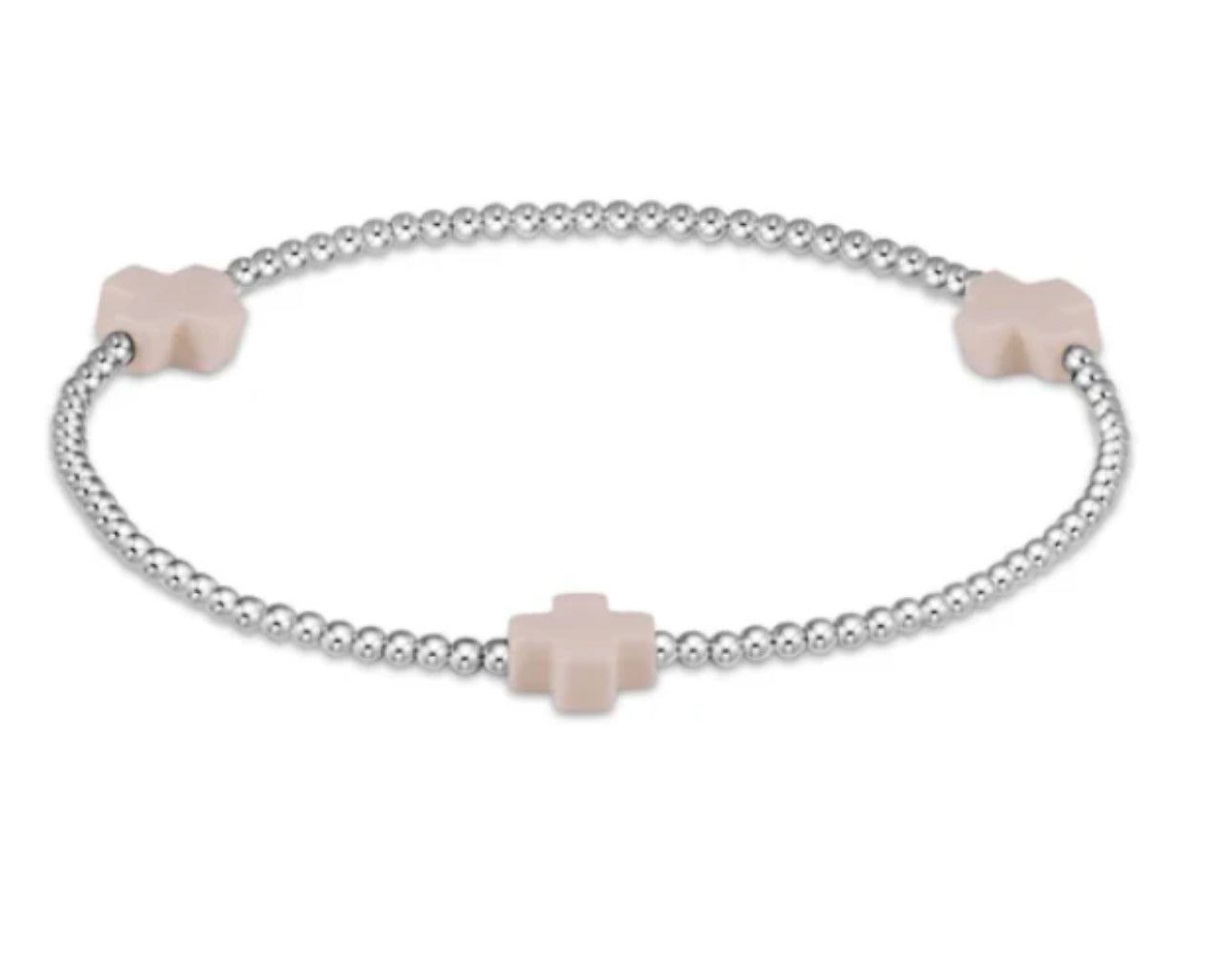 Signature Cross Sterling Pattern 2mm Bead Bracelet - Off White