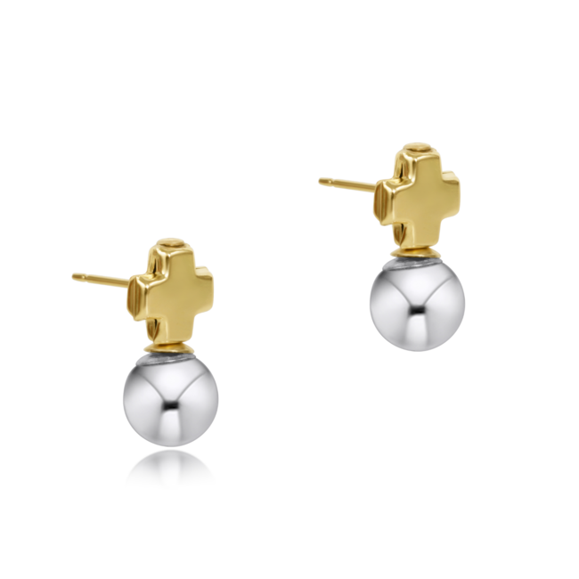 Signature Cross Mixed Metal Stud Earrings