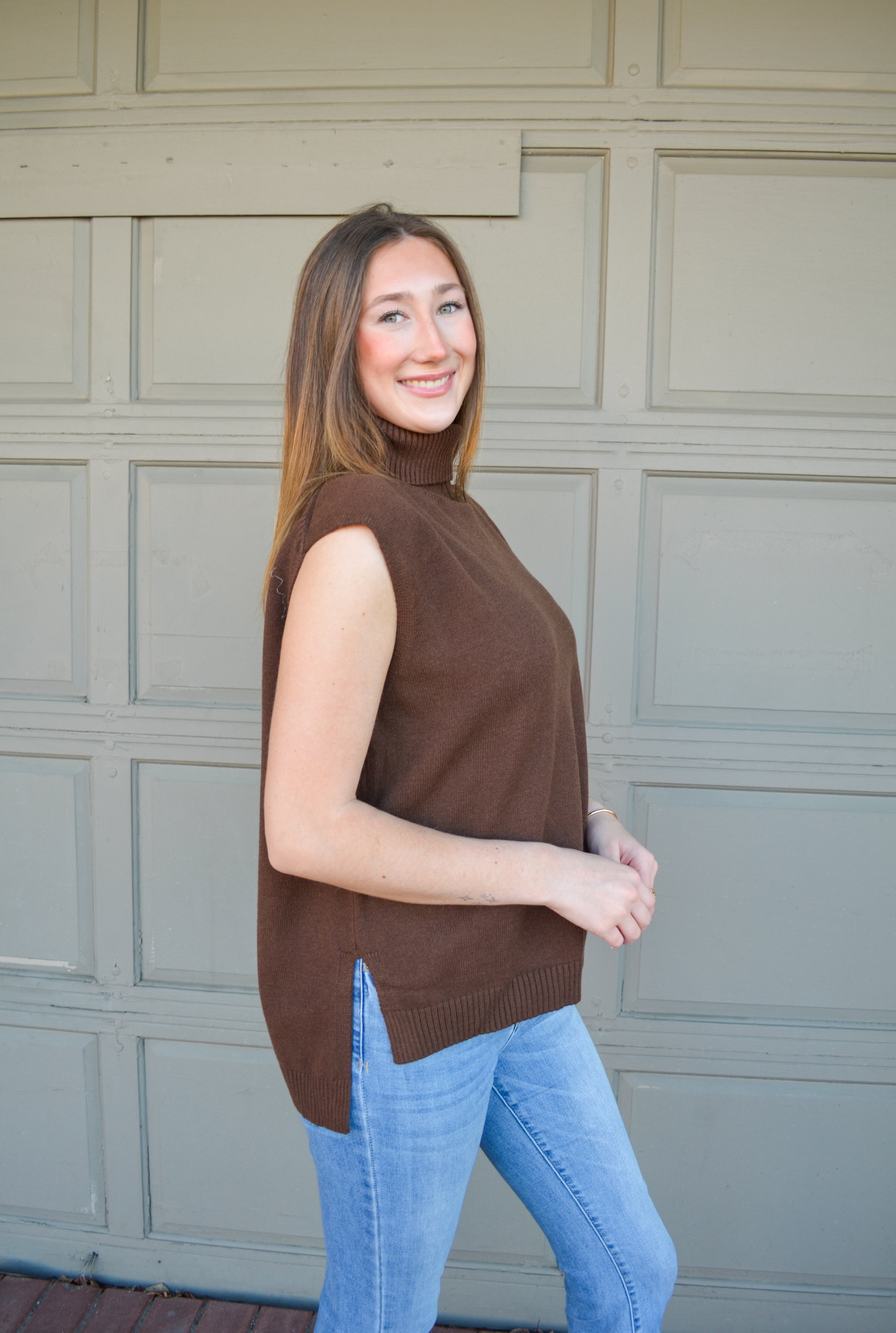 Brown Pointing Forward Umgee Sweater Vest
