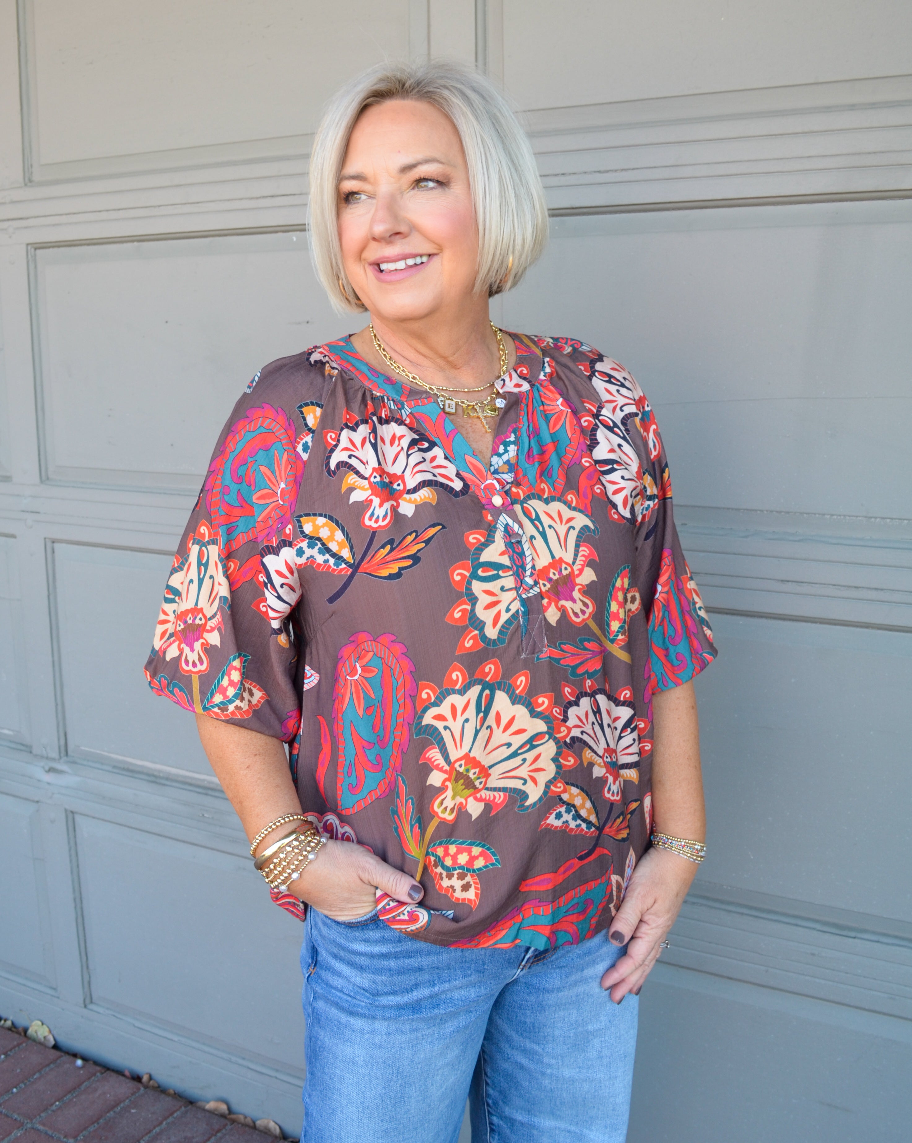 Graceful Smile Umgee Top in Brown