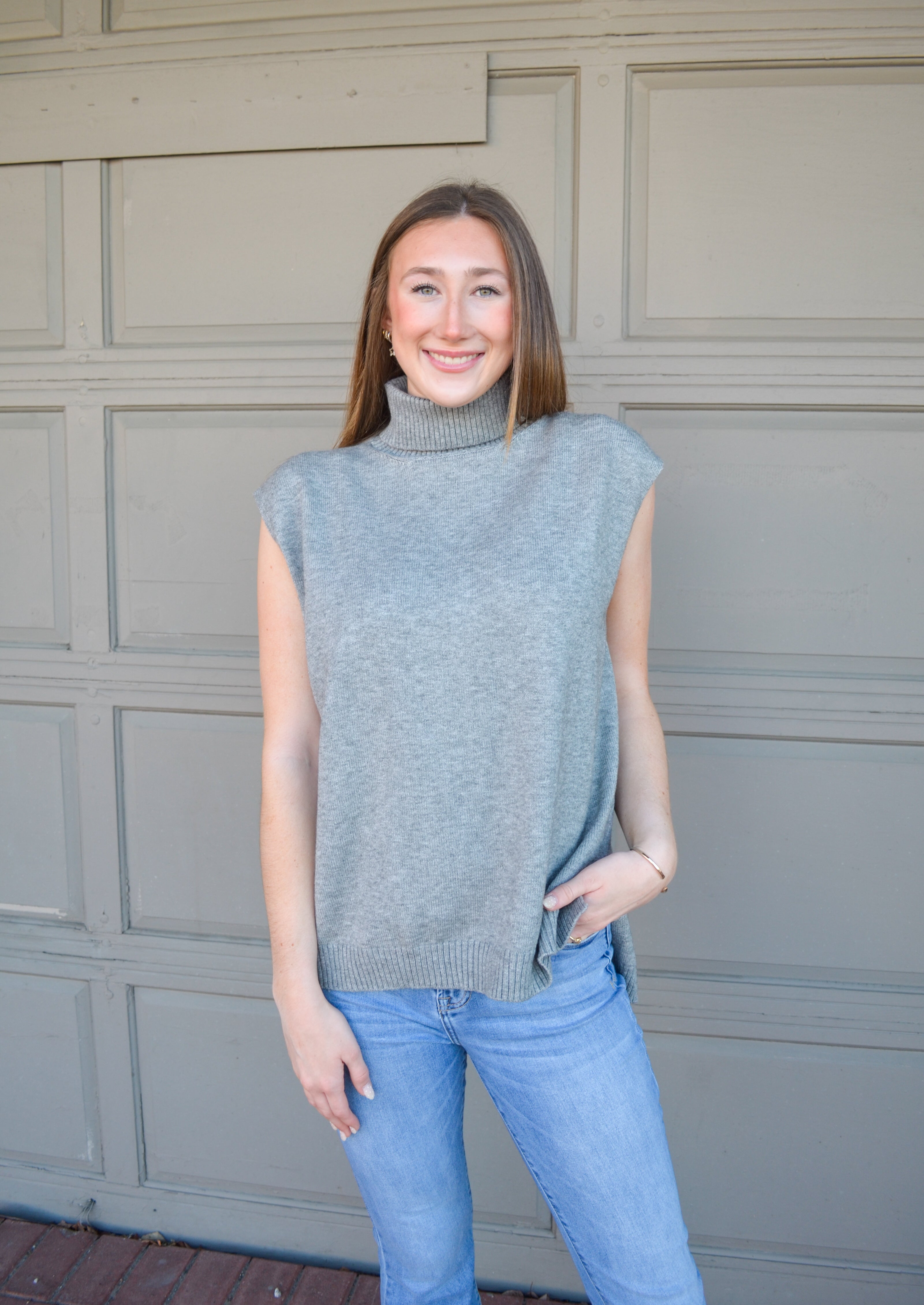 Gray Pointing Forward Umgee Sweater Vest