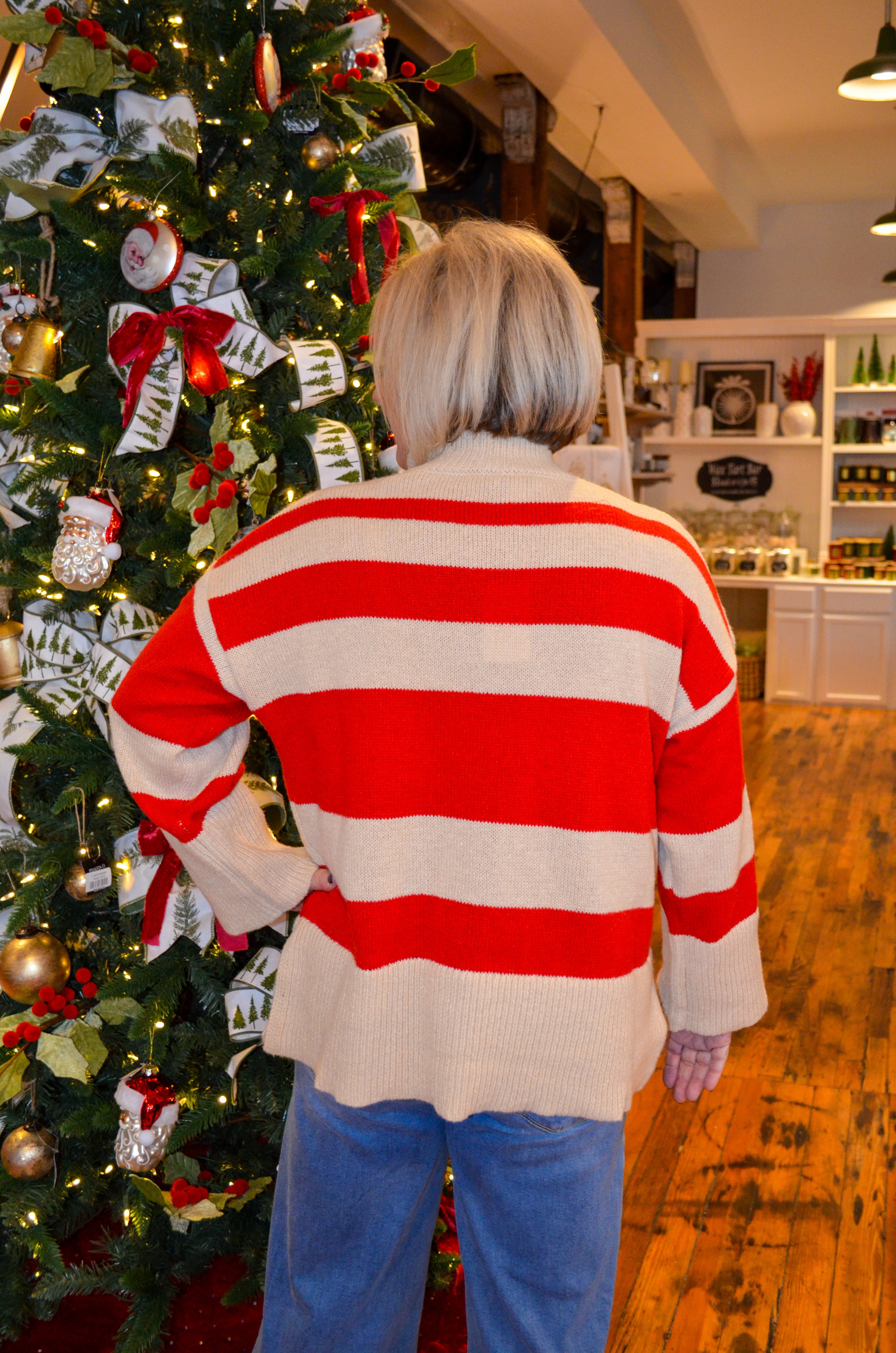 Red Costner Striped Sweater