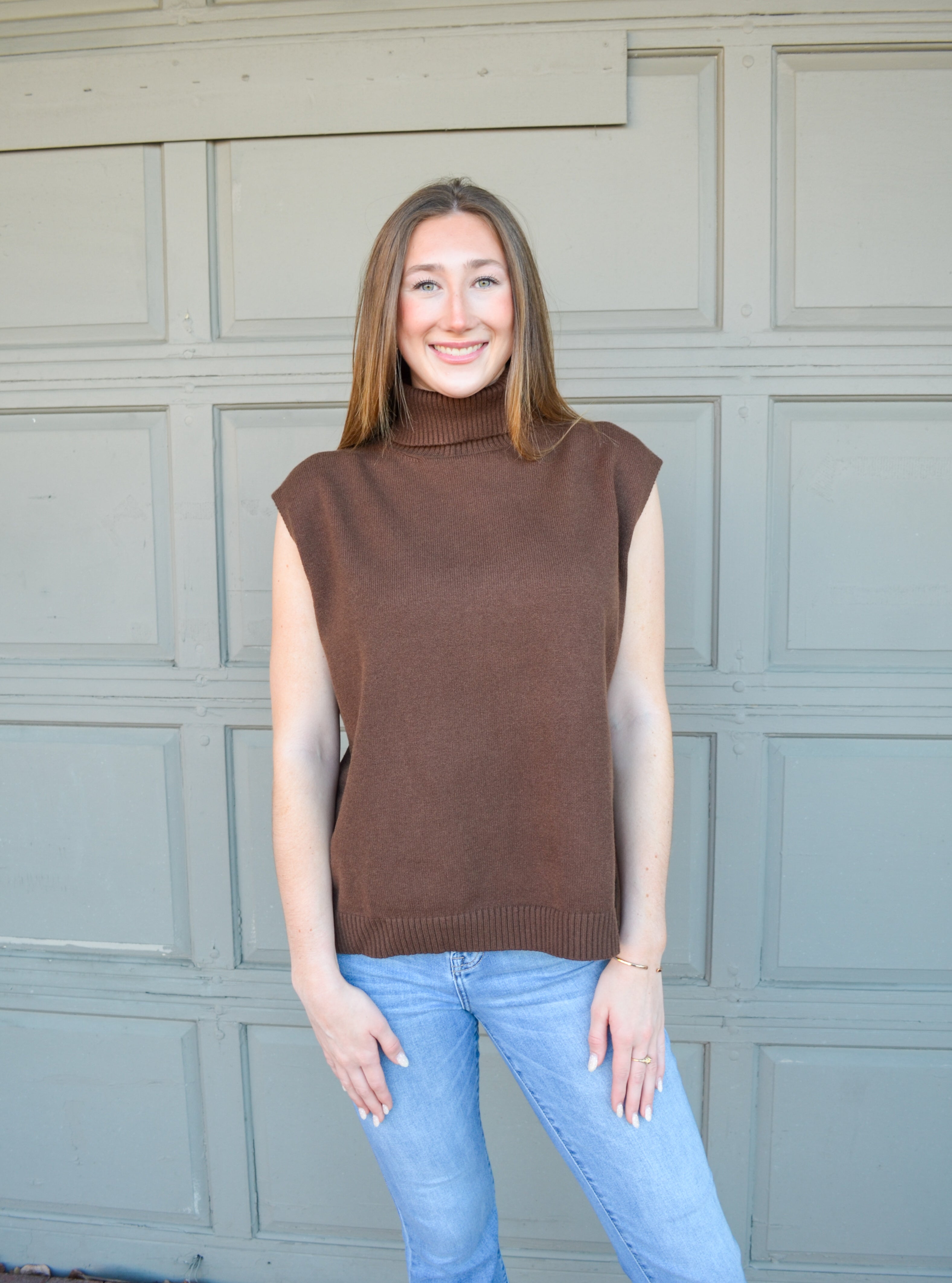 Brown Pointing Forward Umgee Sweater Vest