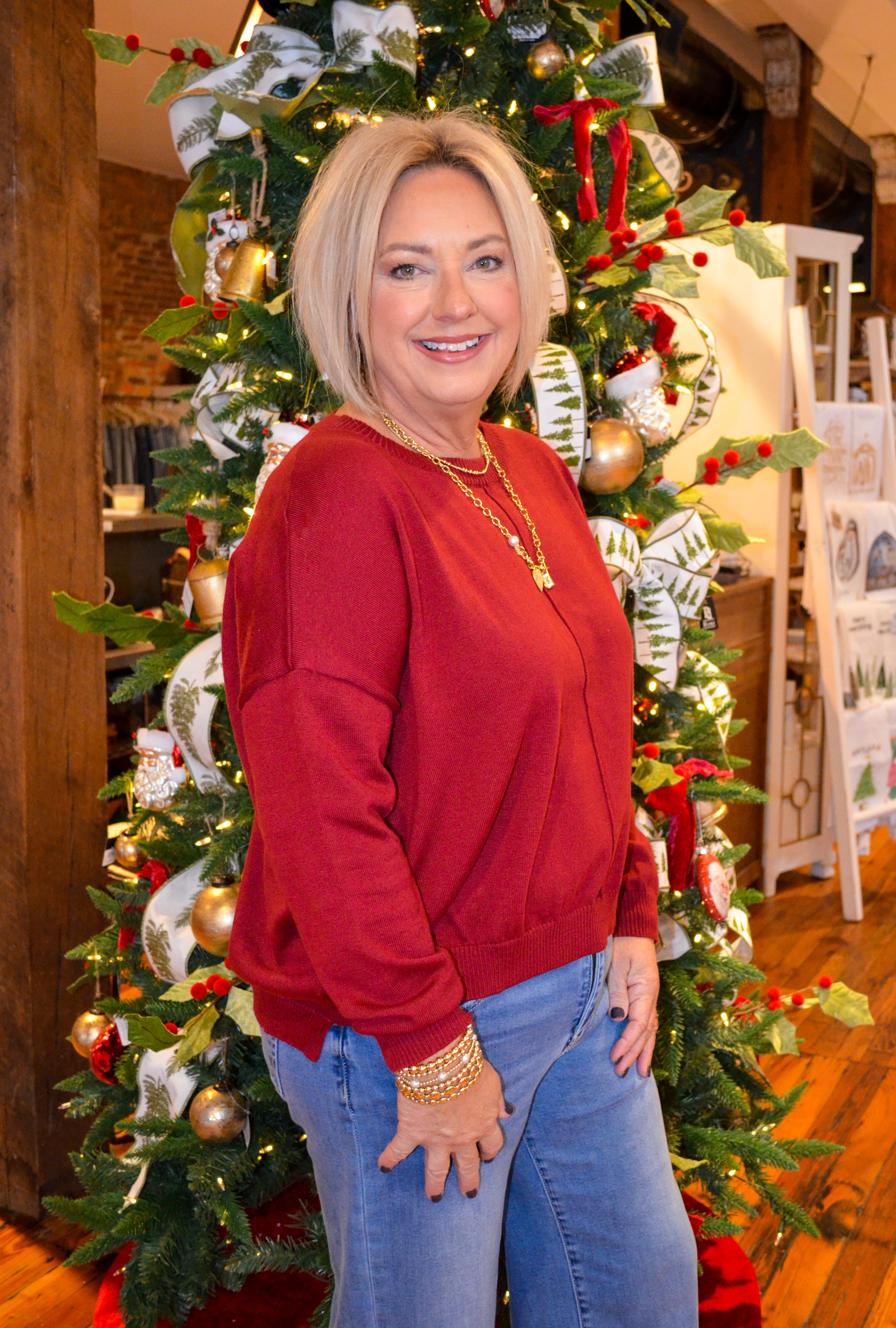 Latte Run Sweater in Burgandy