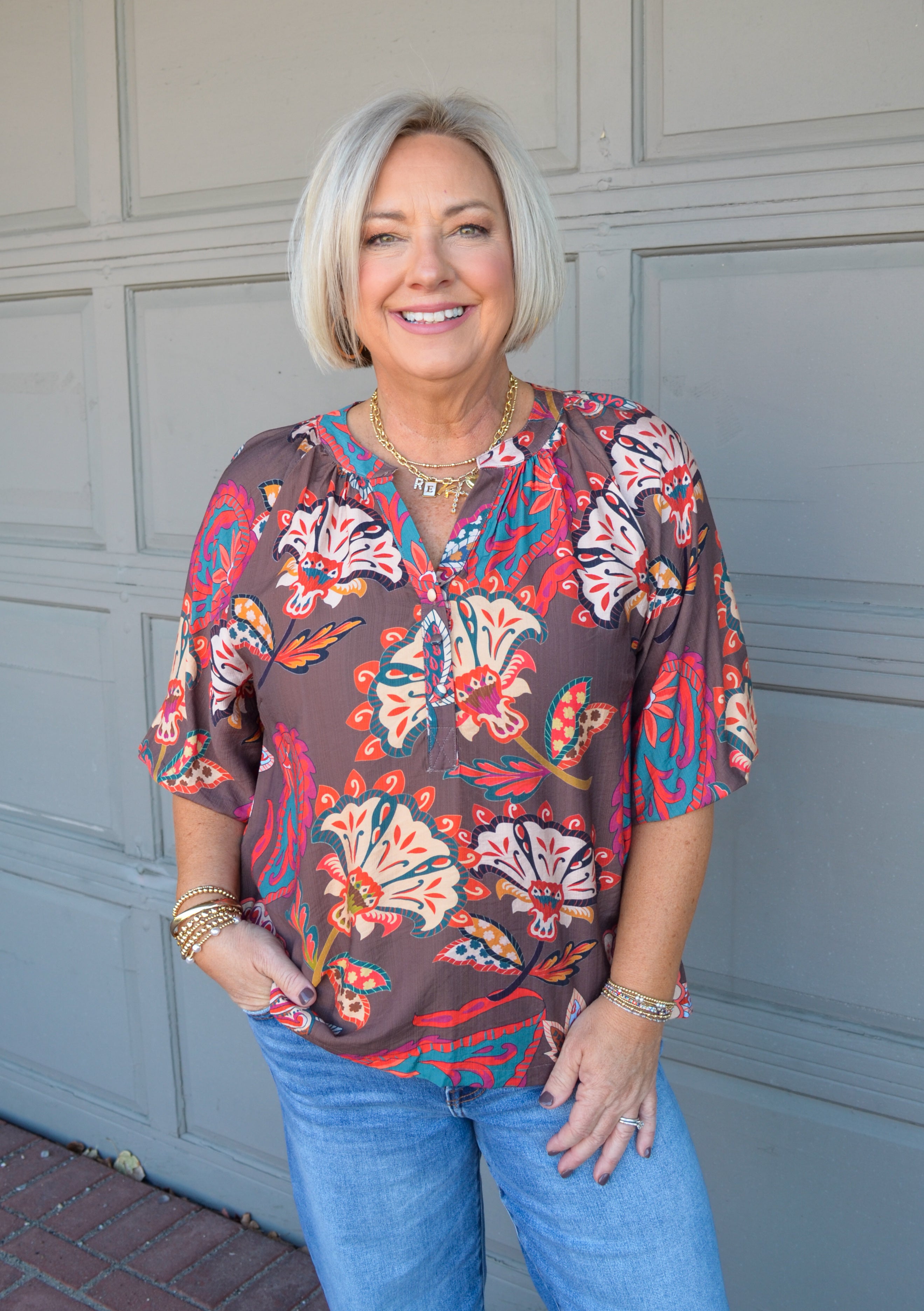 Graceful Smile Umgee Top in Brown