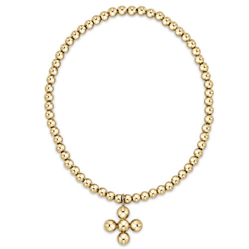 Classic Beaded Signature Cross Gold Charm Bracelet