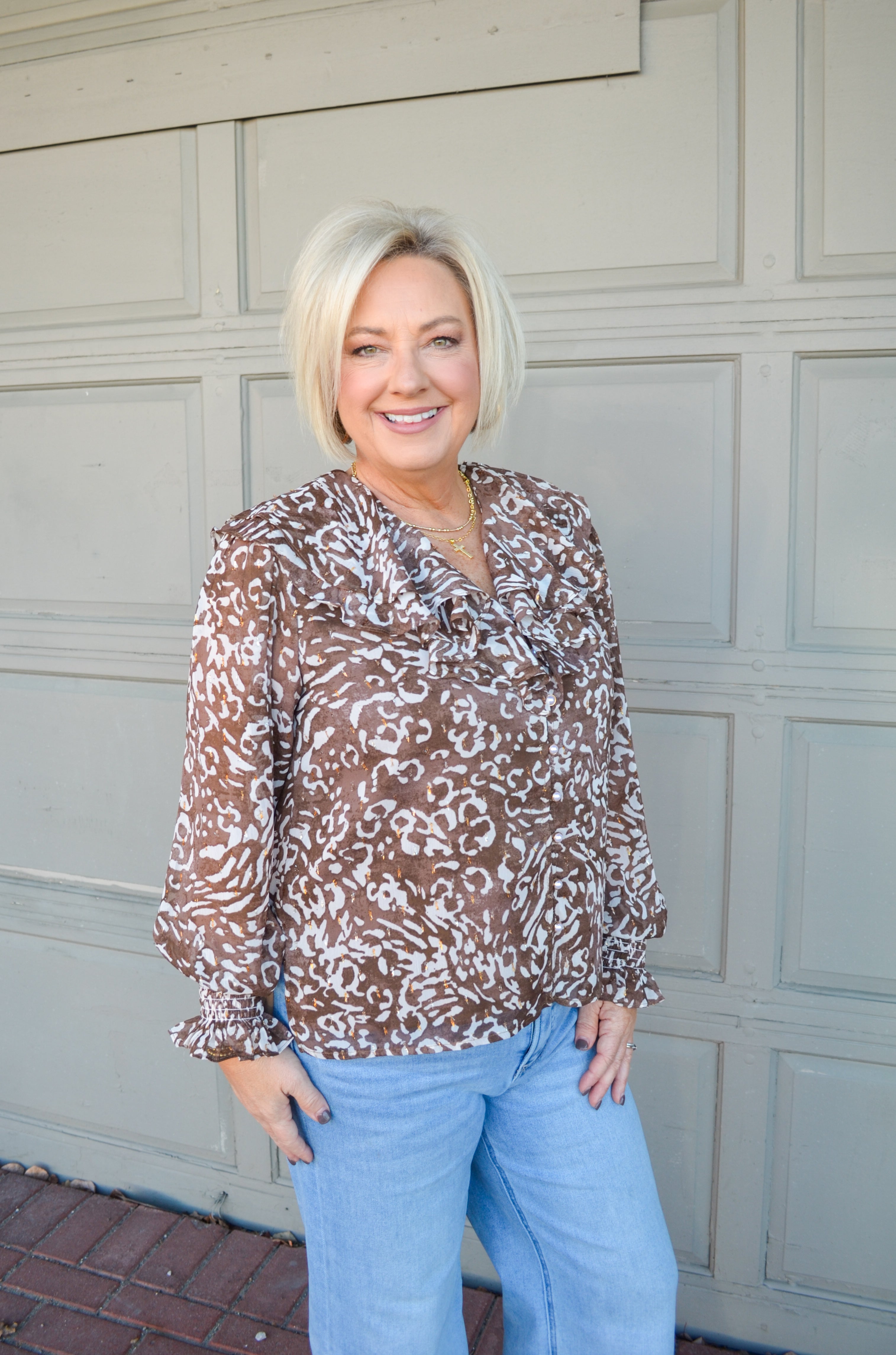 Best Season Animal Print Long Sleeve Blouse