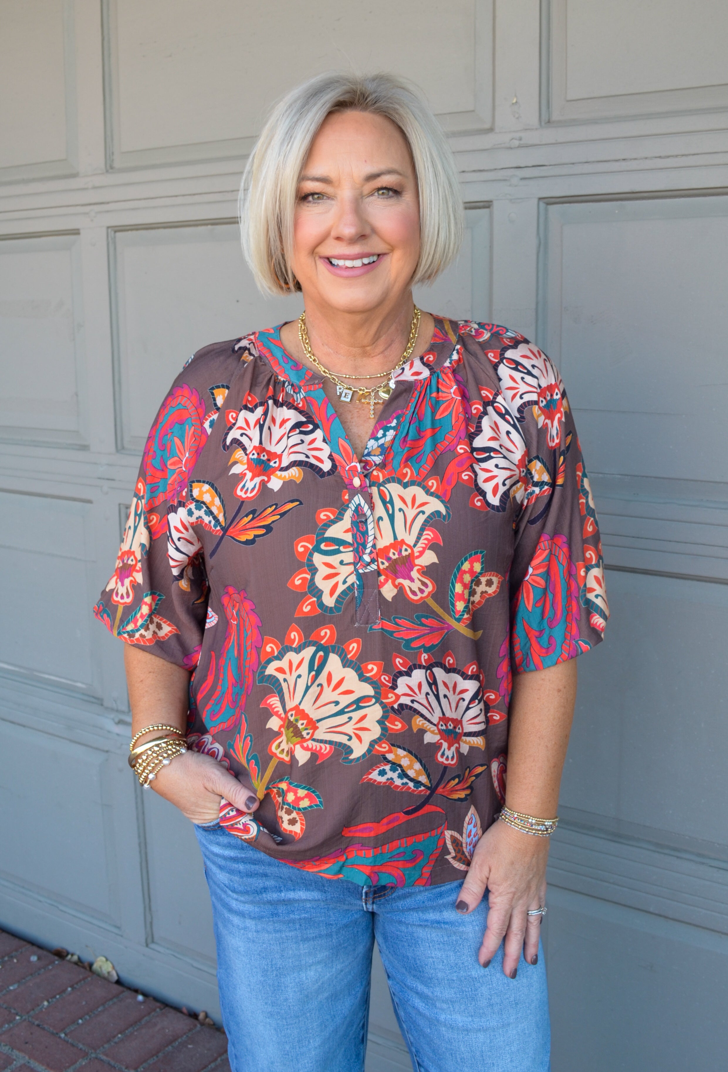 Graceful Smile Umgee Top in Brown