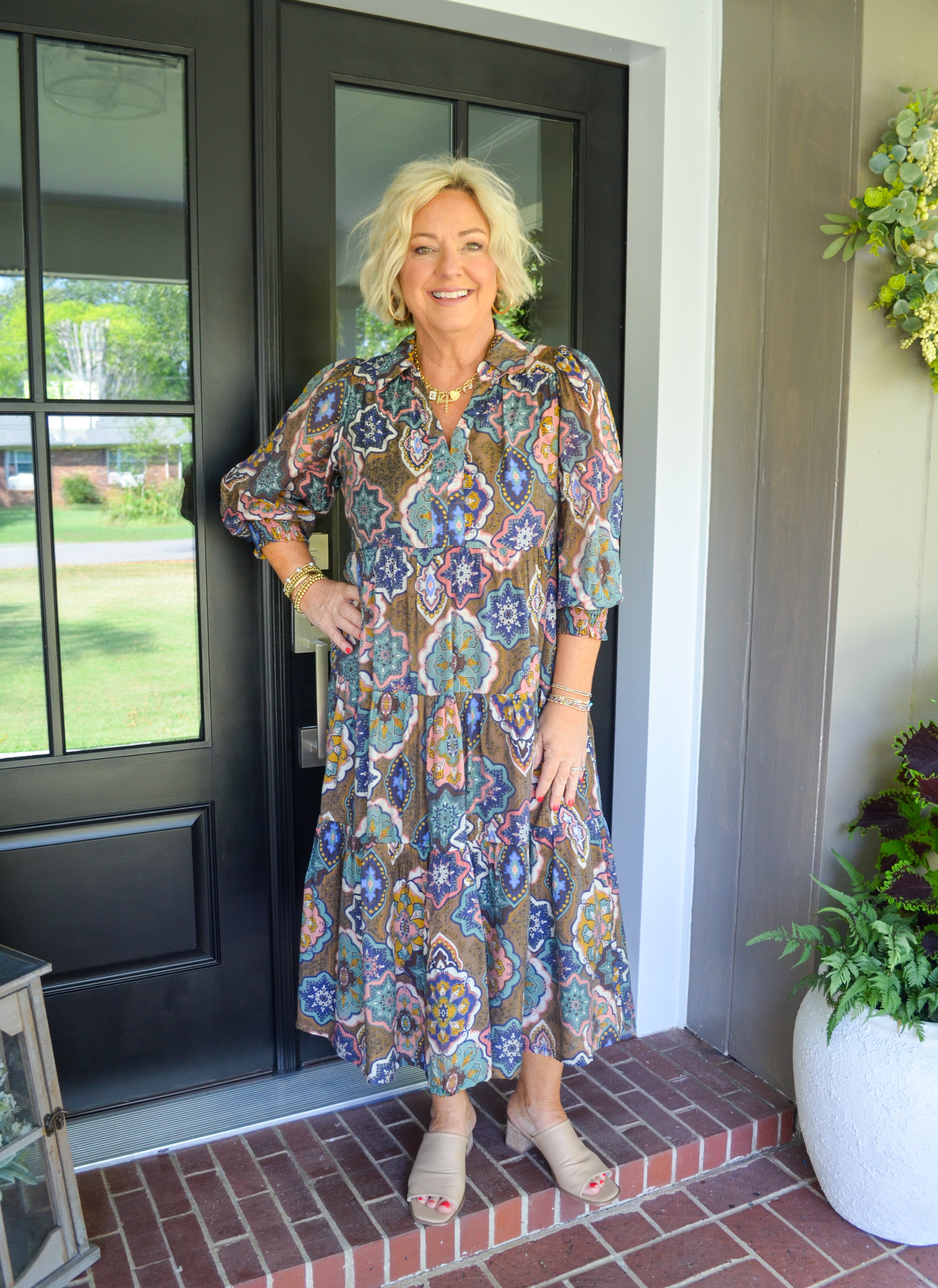 Brown Charming Encounters Umgee Midi Dress