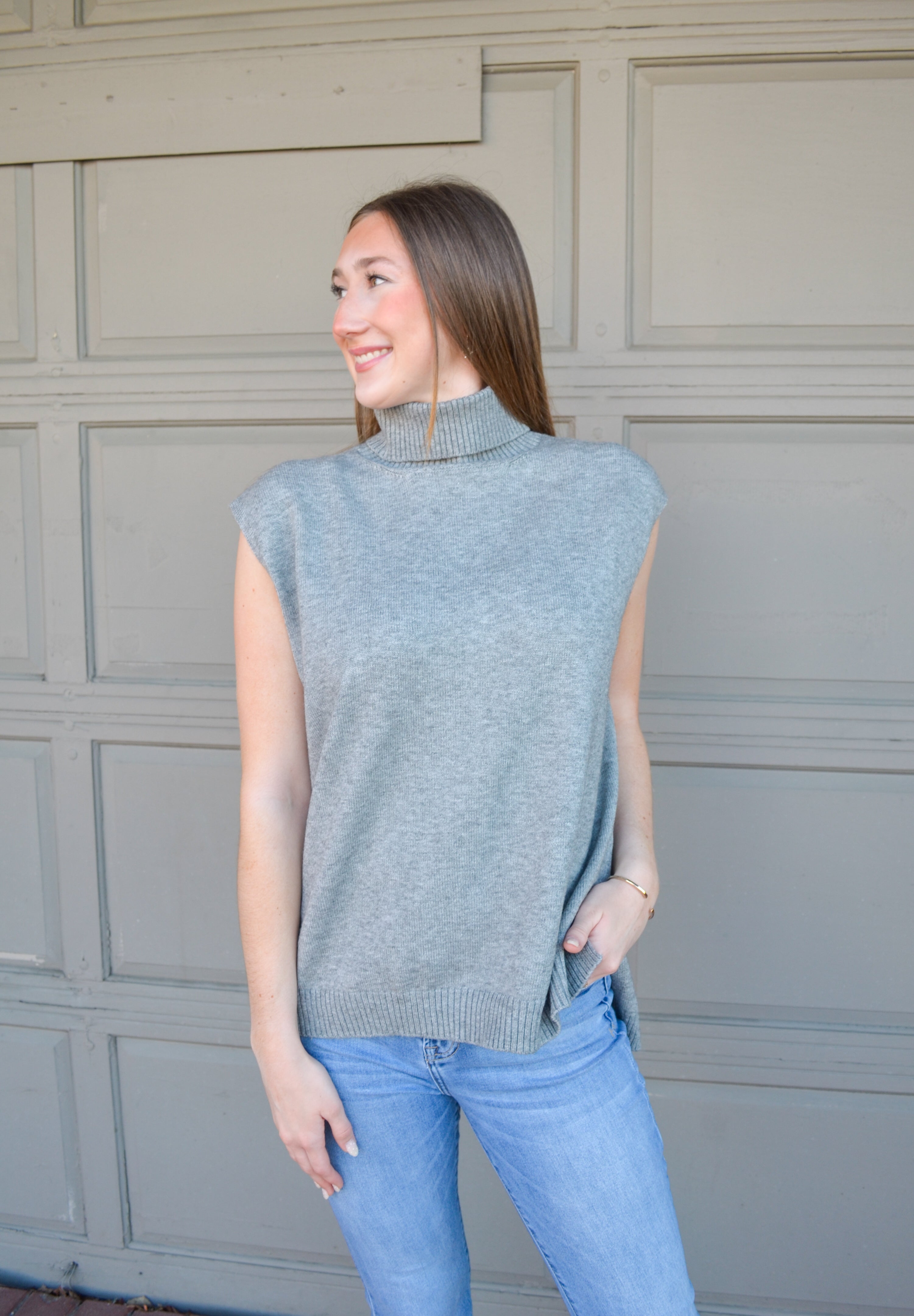 Gray Pointing Forward Umgee Sweater Vest