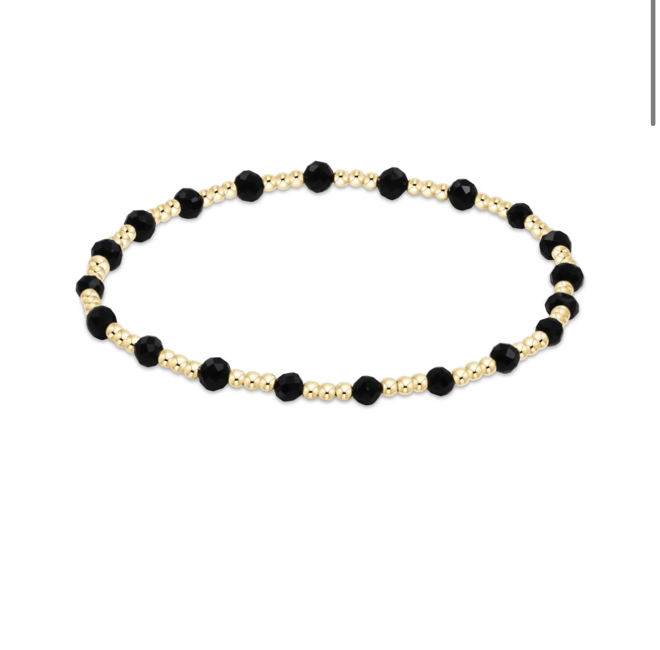 Gemstone Gold Sincerity Pattern 3mm Bead Bracelet Faceted Onyx