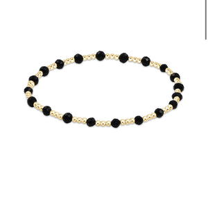 Gemstone Gold Sincerity Pattern 3mm Bead Bracelet Faceted Onyx