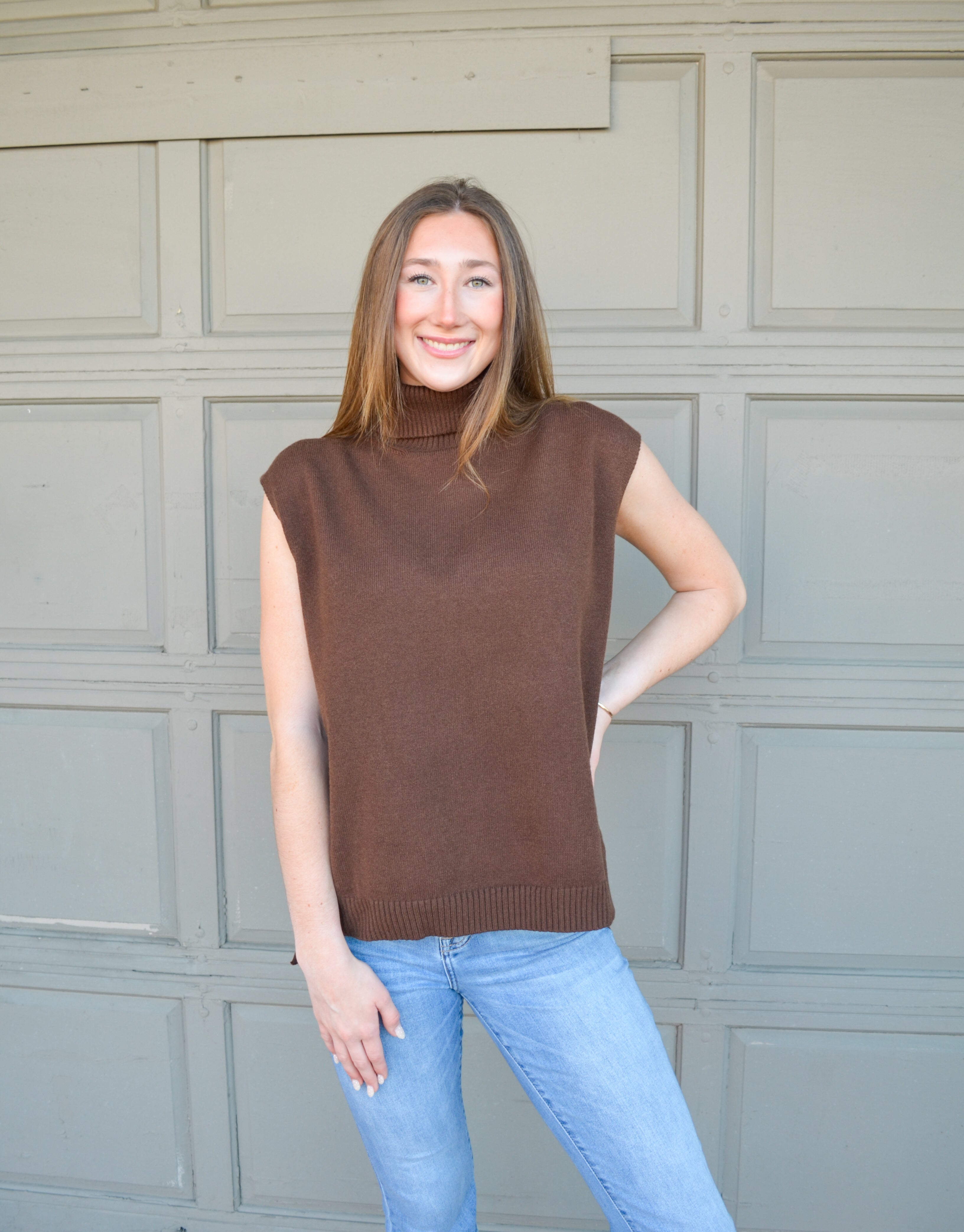 Brown Pointing Forward Umgee Sweater Vest