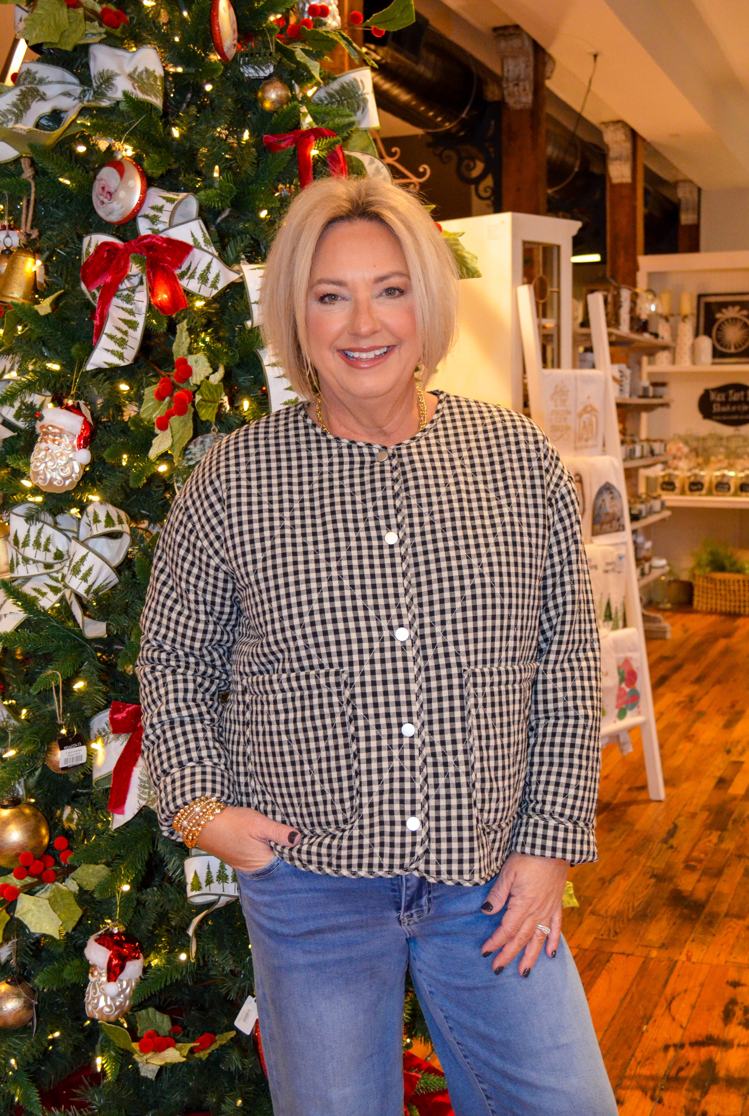 Checkered Dreams Quilted Jacket in Black